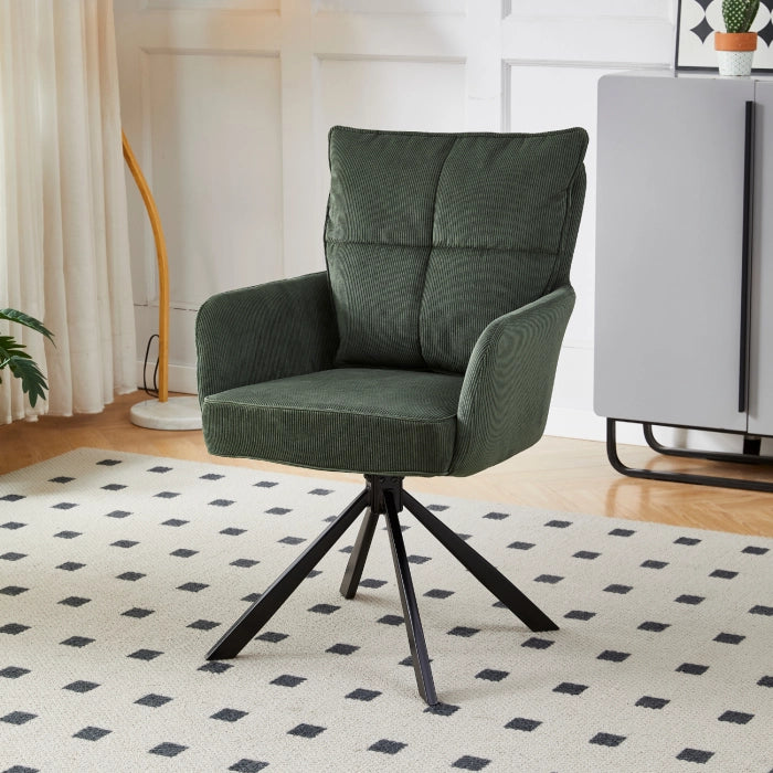 Elite CITY Modern swivel chair in green corduroy