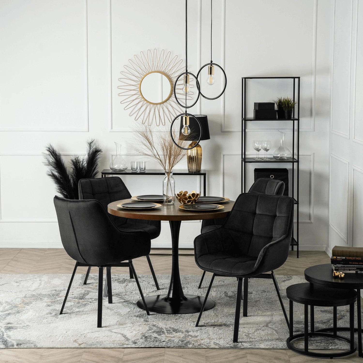 Elite LUNA Black Velvet Swivel Chair – Modern Comfort & Style