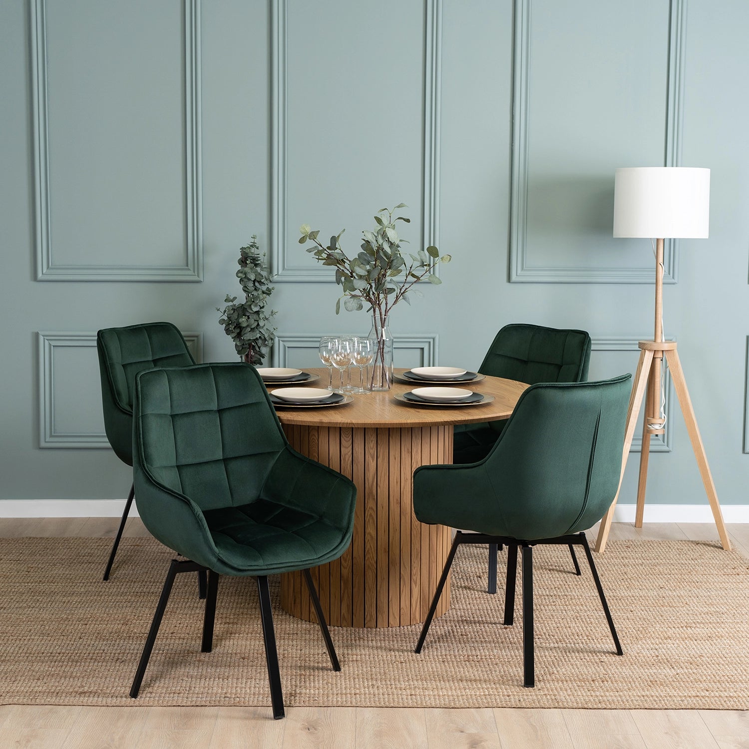 Elite LUNA Green Velvet Swivel Chair – Modern Elegance & Comfort