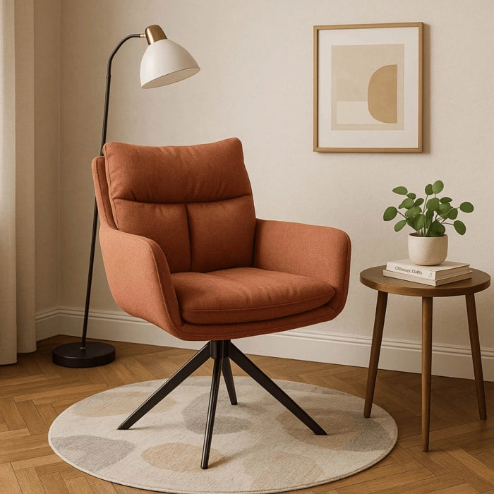 Elite PAUL Modern Upholstered Swivel Chair- Rust