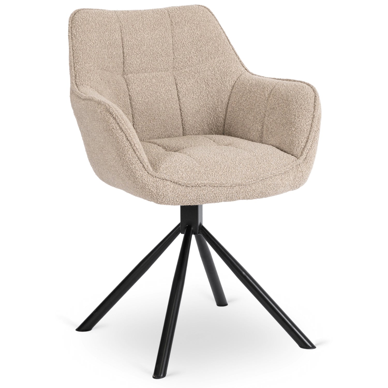 Elite PEONY Swivel Chair – Elegant Beige Bouclé Comfort