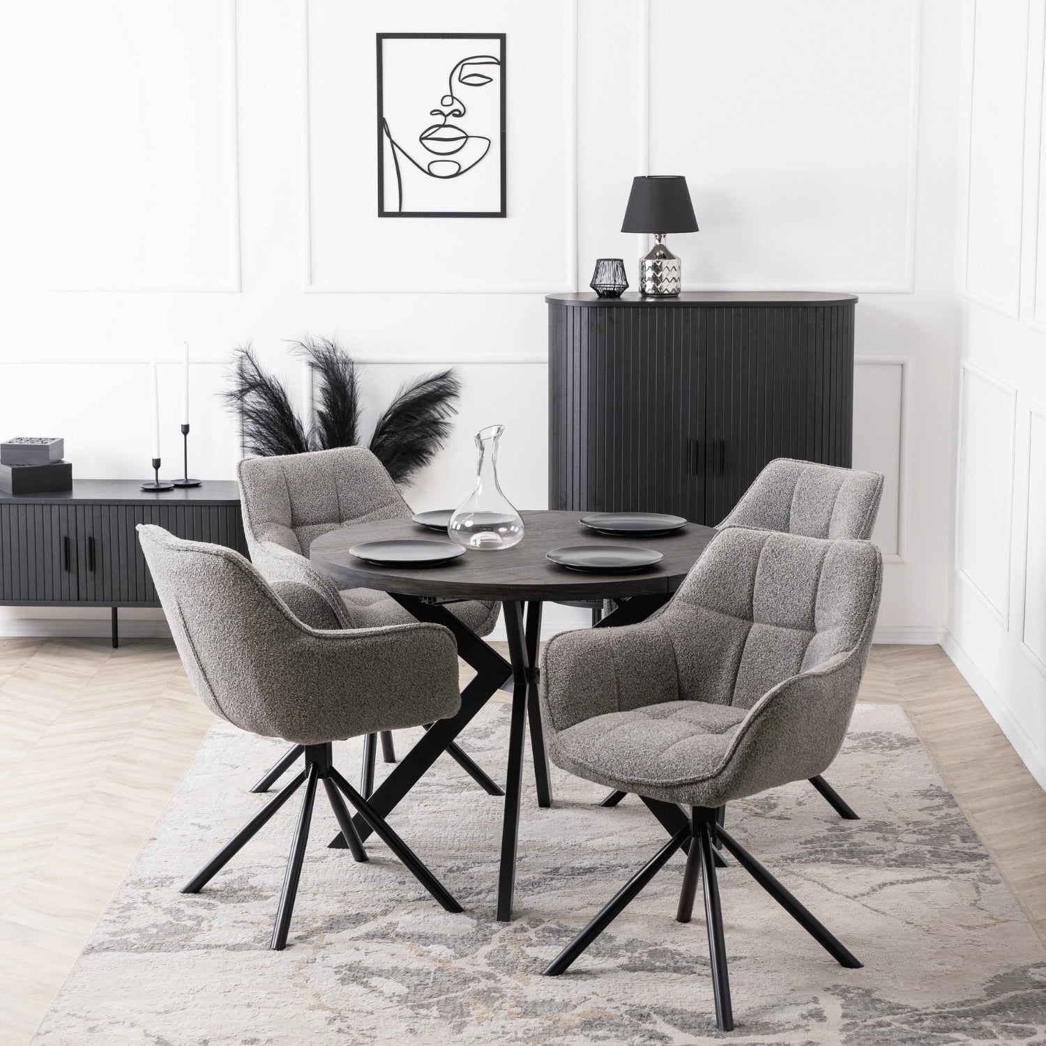 Elite PEONY Swivel Chair – Modern Gray Upholstered Comfort