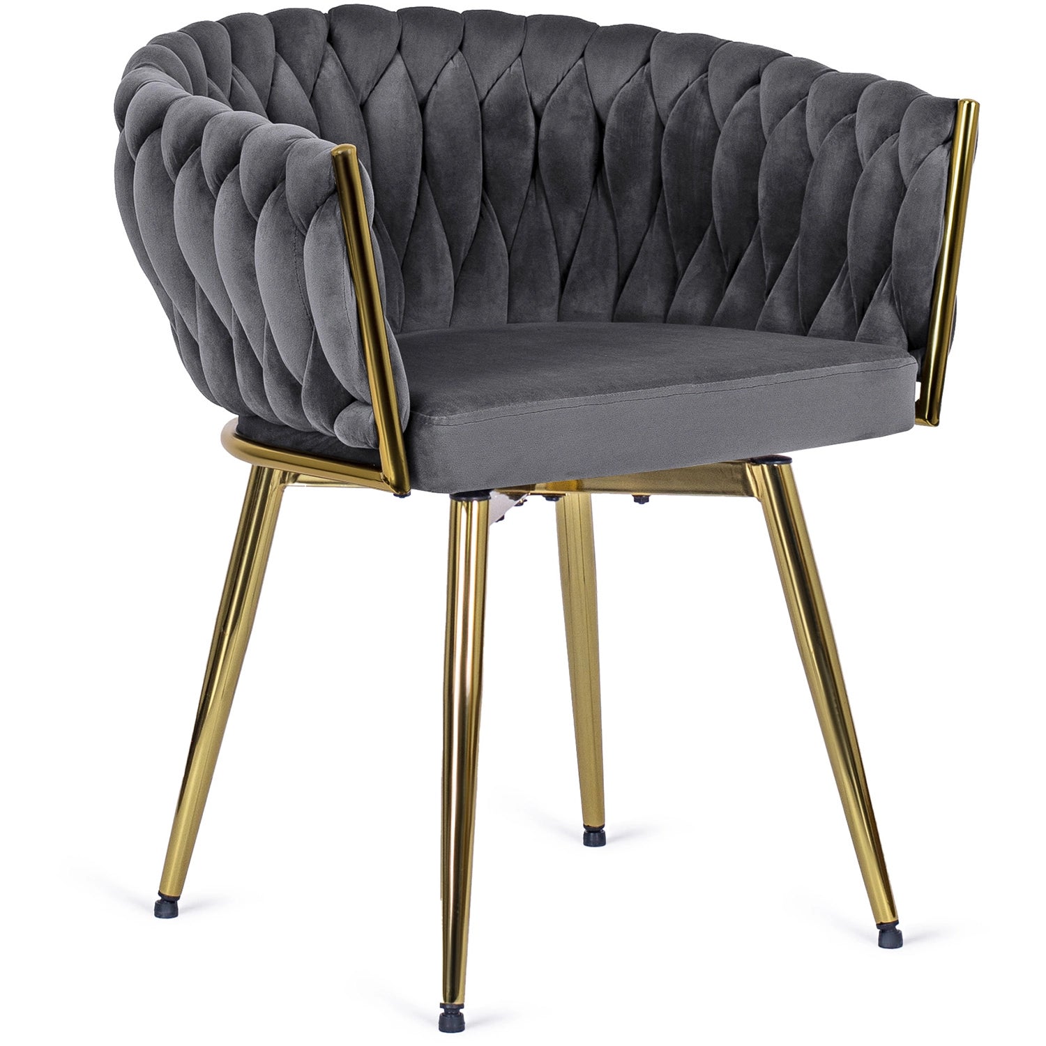 Elite RUBI Swivel Velvet Chair – Sophisticated Gray & Gold Elegance