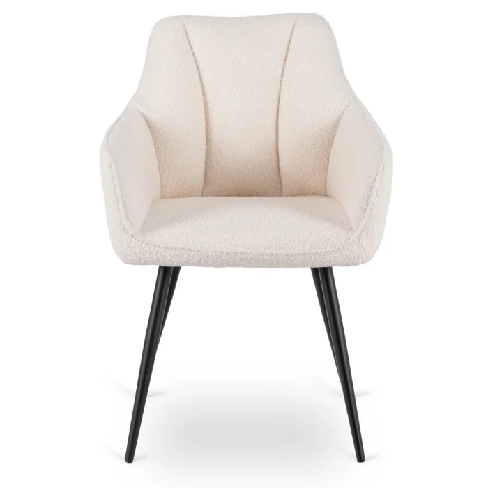 Elite NAWARA Upholstered Dining Chair- Cream Bouclé Modern
