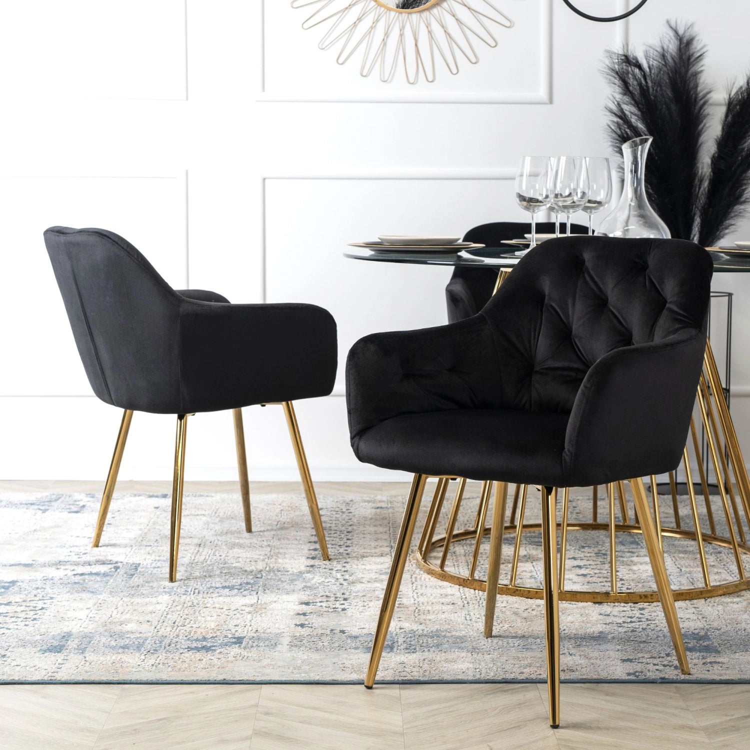 Elite RAYA Black Velvet Chair – A Statement of Luxury & Comfort