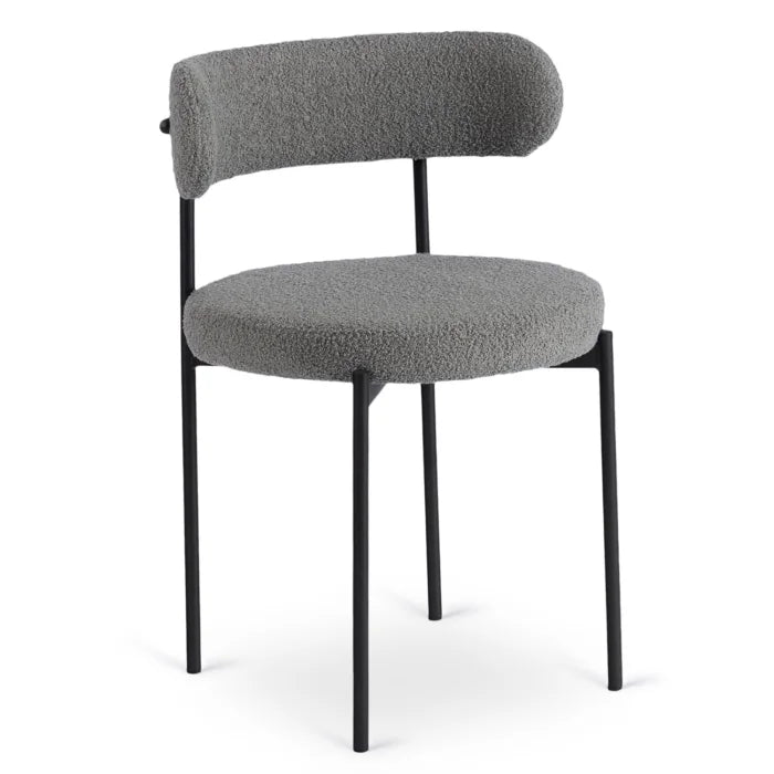 Elite TULSA Upholstered Lounge Chair – Grey Bouclé Modern