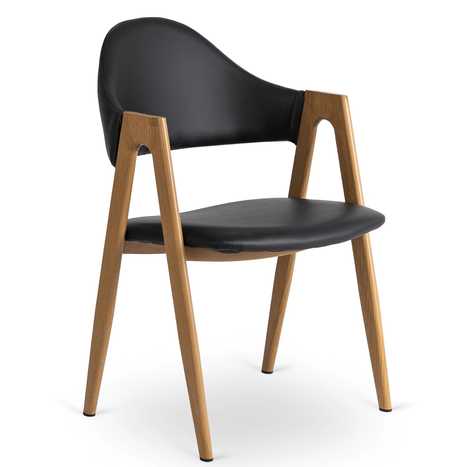 Elite WILLY Chair – Black Eco-Leather & Golden Oak Frame