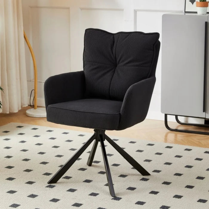Elite CITY Modern swivel chair in black corduroy