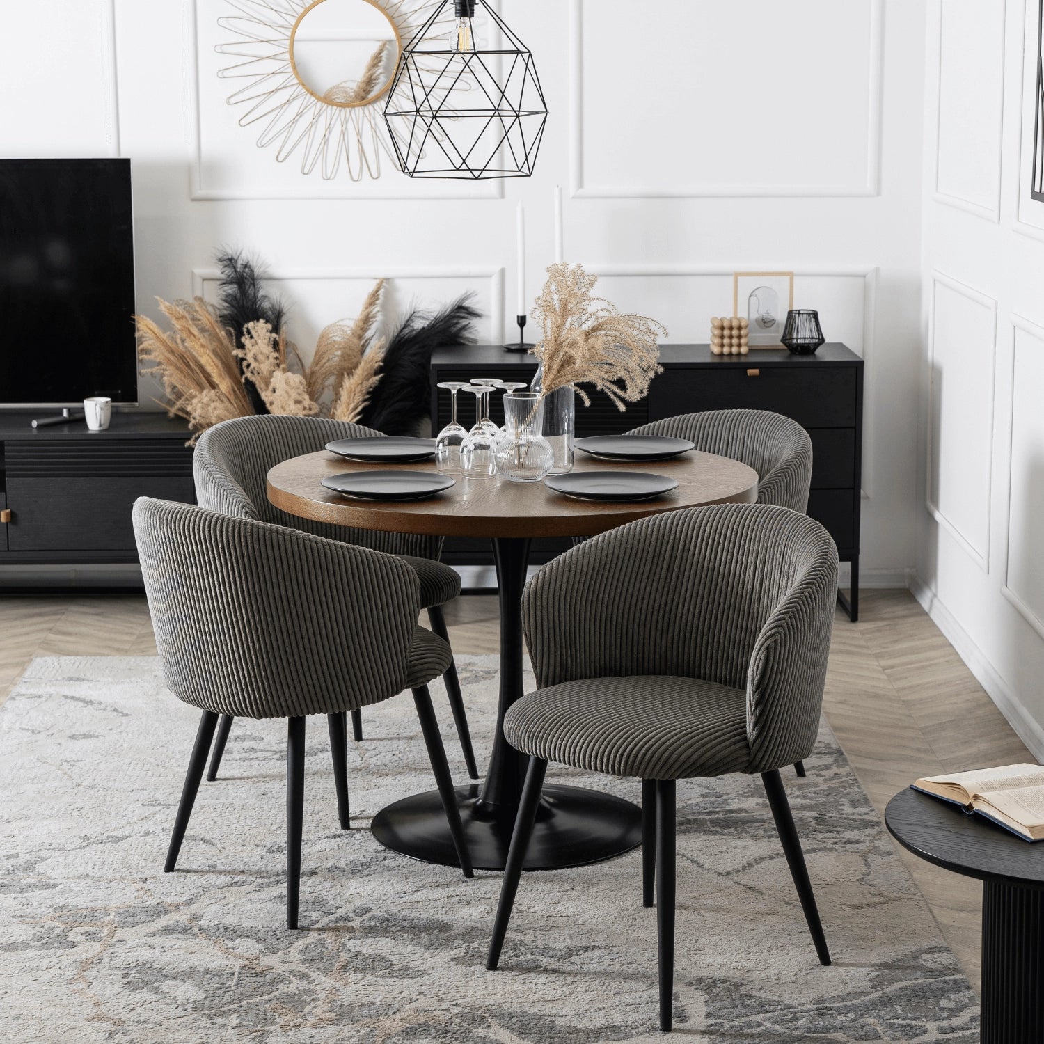 Elite TAYLOR Grey Corduroy Chair – Modern Elegance & Comfort