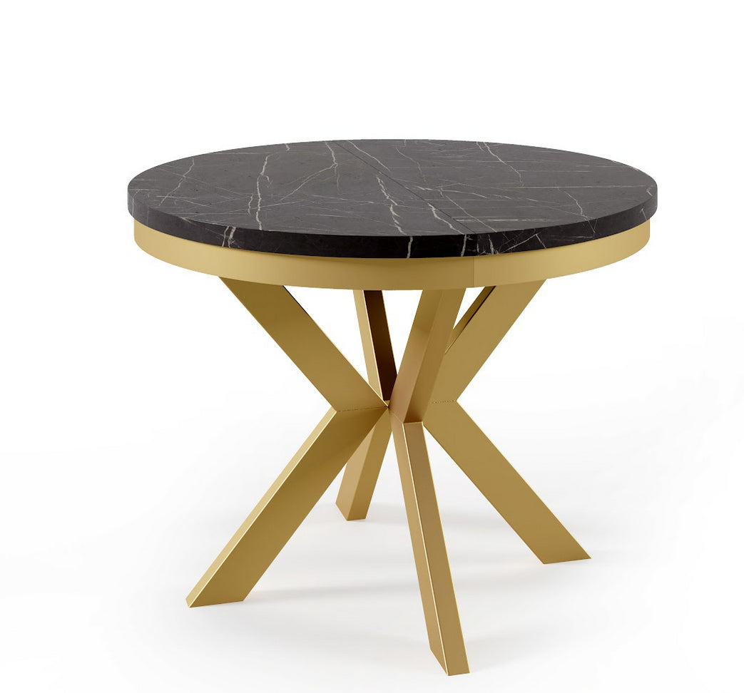 Redpack Vita Round Dining Table Ø100 with Golden Ring – Extendable
