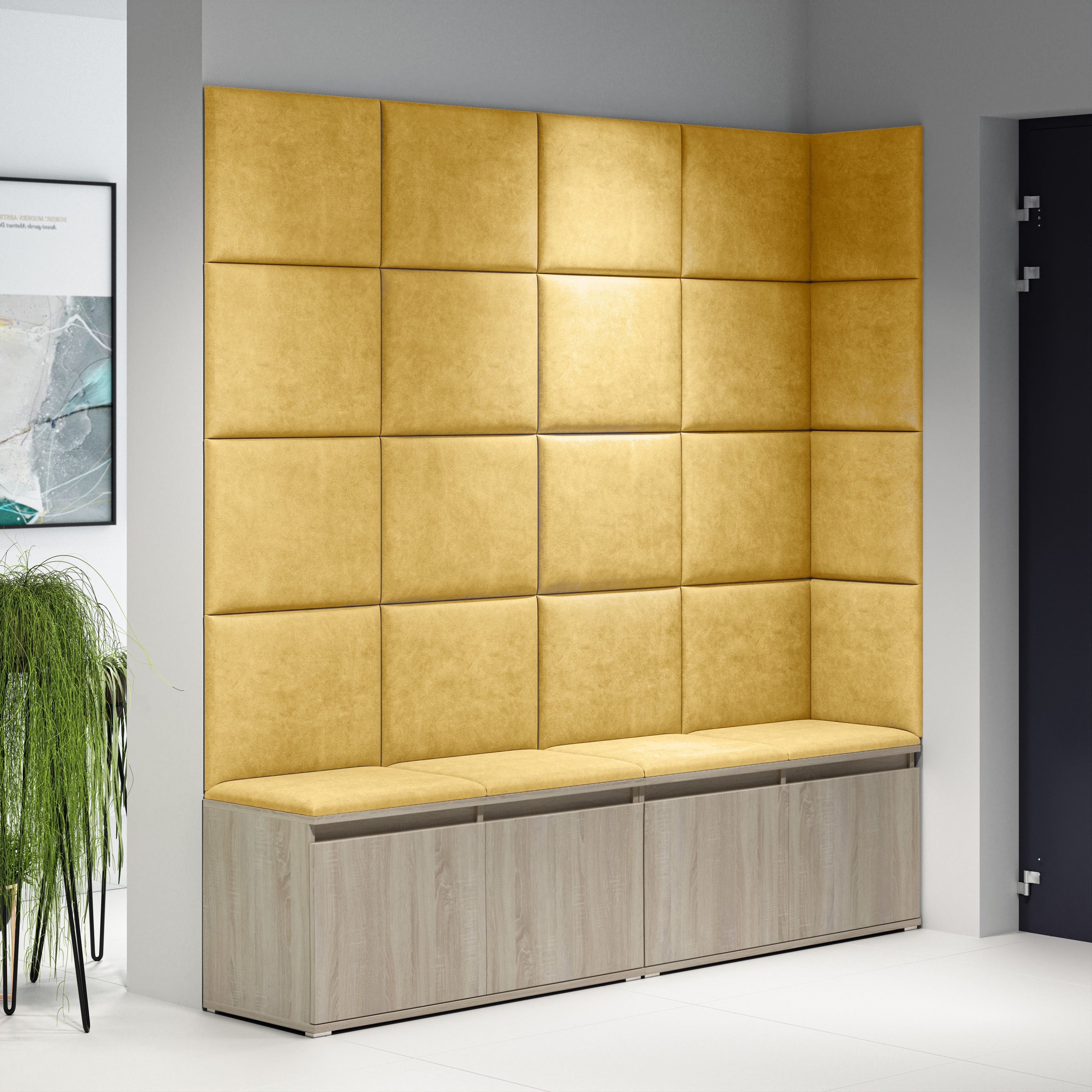 PK Emi 3 Hallway Wardrobe Sonoma Oak - Upholstered Panels in Various Colours