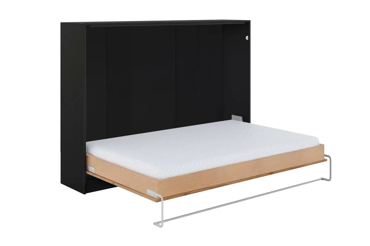 Customizable Murphy Bed BASIC Horizontal Furniture Set Black and Lancelot Oak 90, 120, 140 x 200 cm
