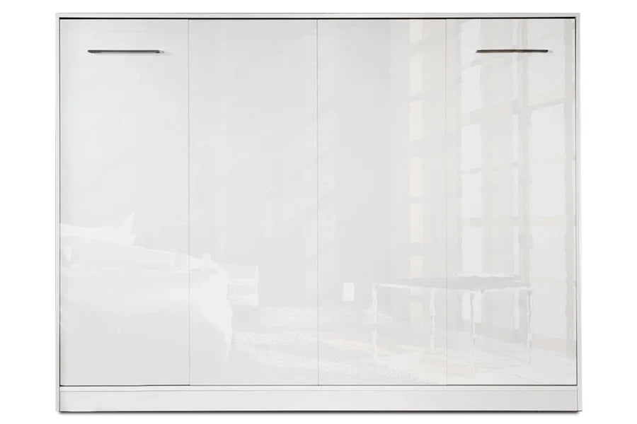 Customizable BASIC Murphy Bed  Horizontal Furniture Set White Gloss 90, 120, 140 x 200 cm