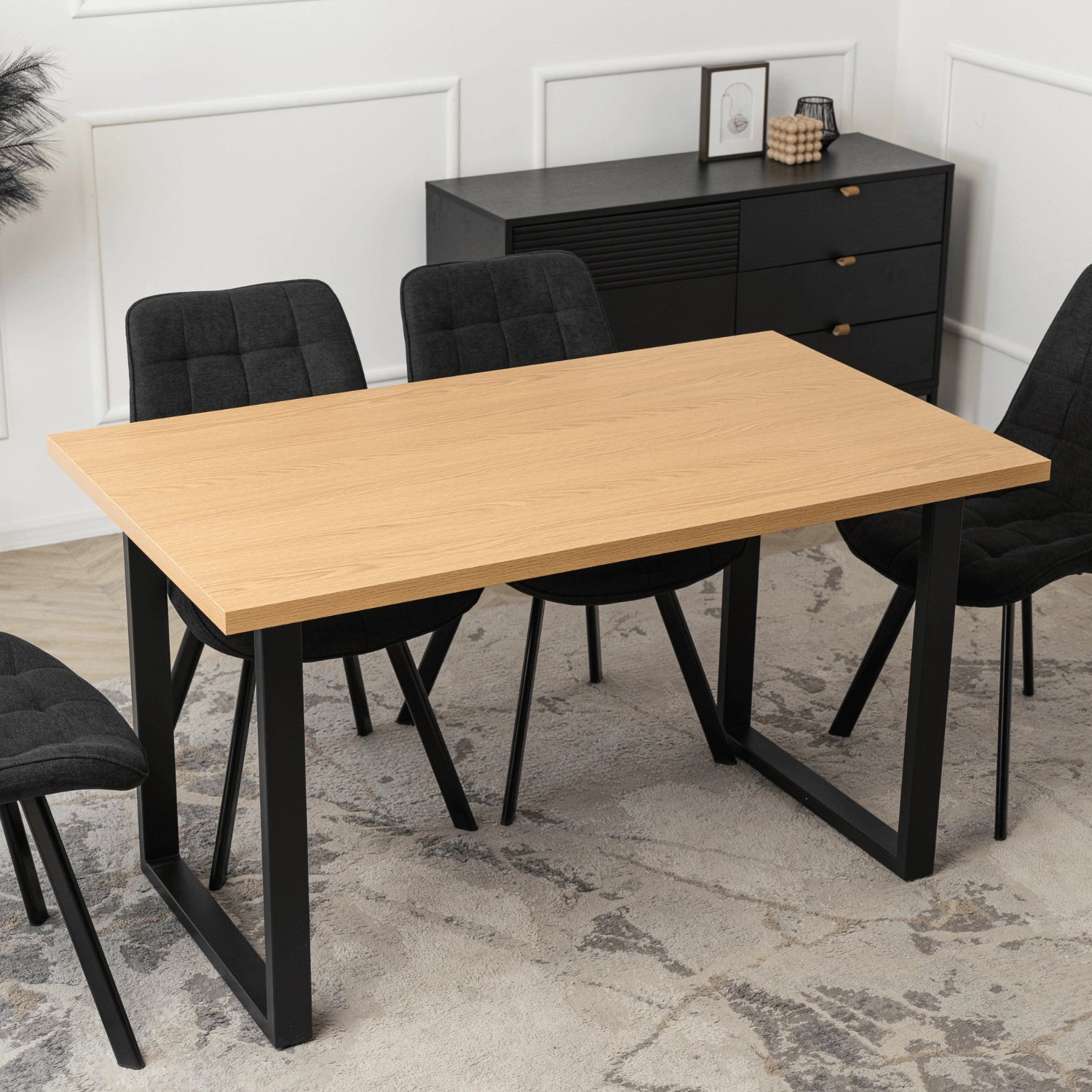 Elite GLOS 135 cm Dining Table – Oak/Black