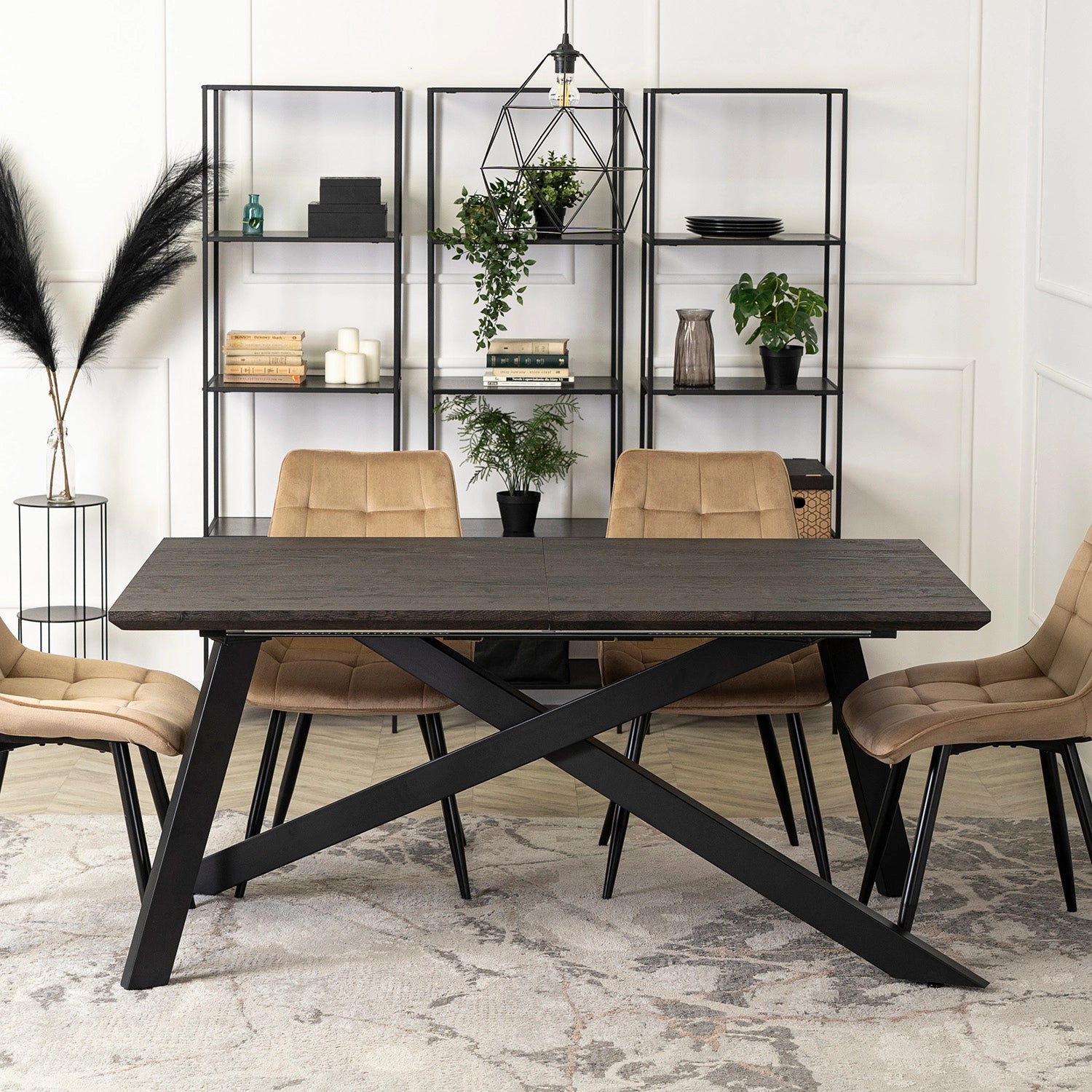 Elite HAMILTON 160–200 cm Black Dining Table