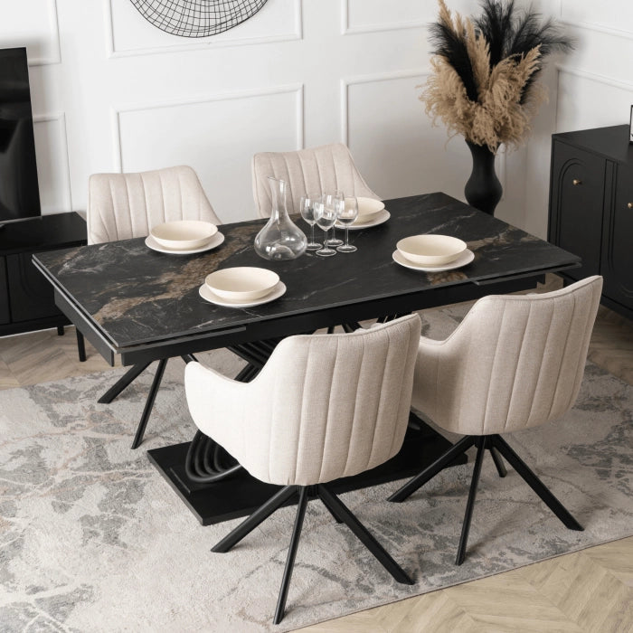 Elite IBIZA 160-240 cm Dining Table IBIZA 160–240 cm Ceramic Black Marble, Modern Loft