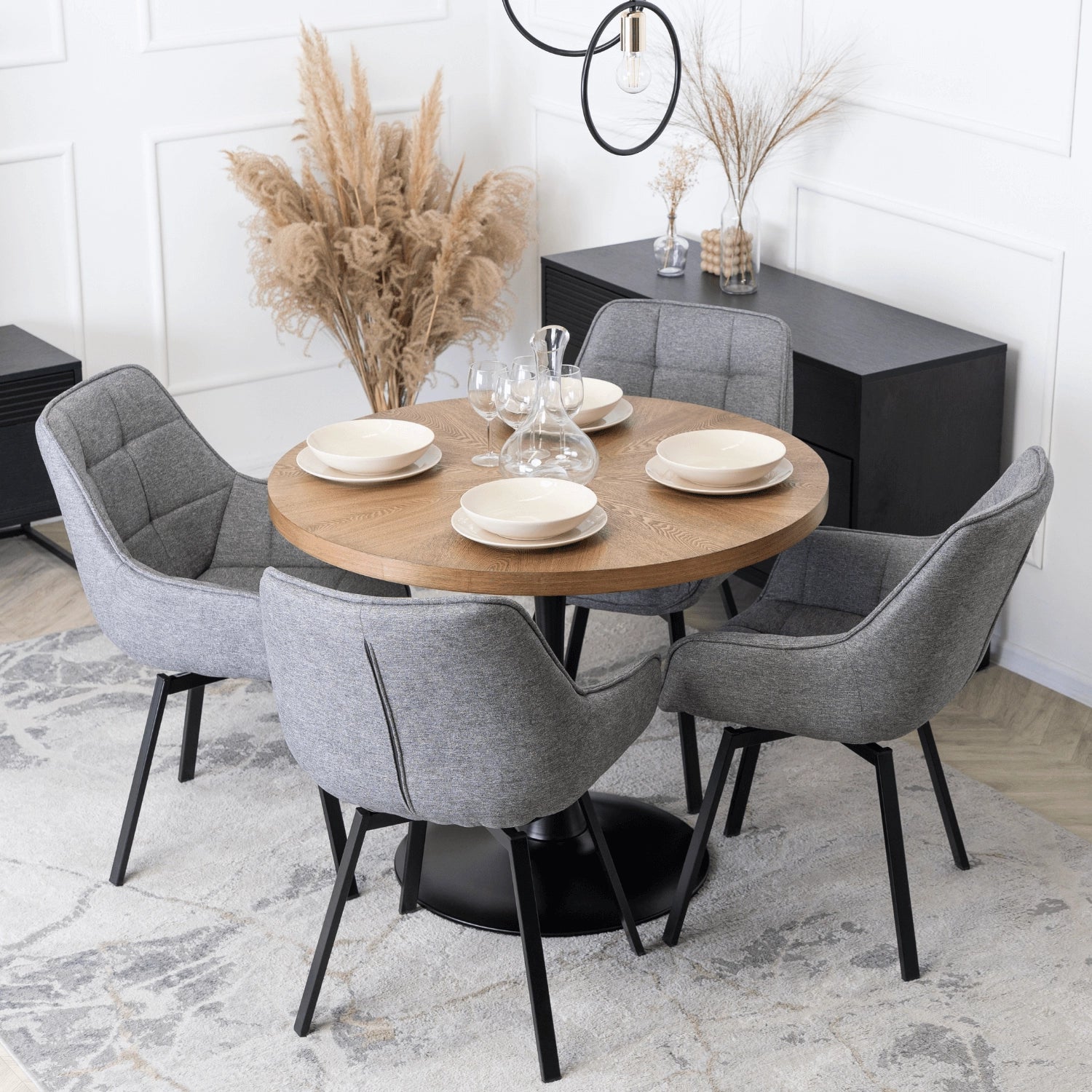 Elite LINO 100 cm Round Dining Table – Walnut Elegance with a Modern Touch