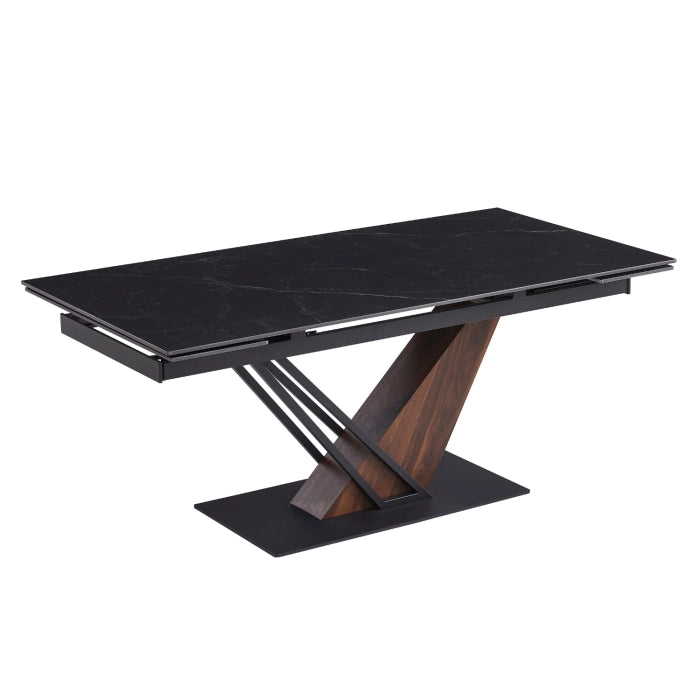 Elite REX 2 Extendable Rectangular Dining Table 180–240 cm Ceramic Black Marble/Walnut Modern Loft