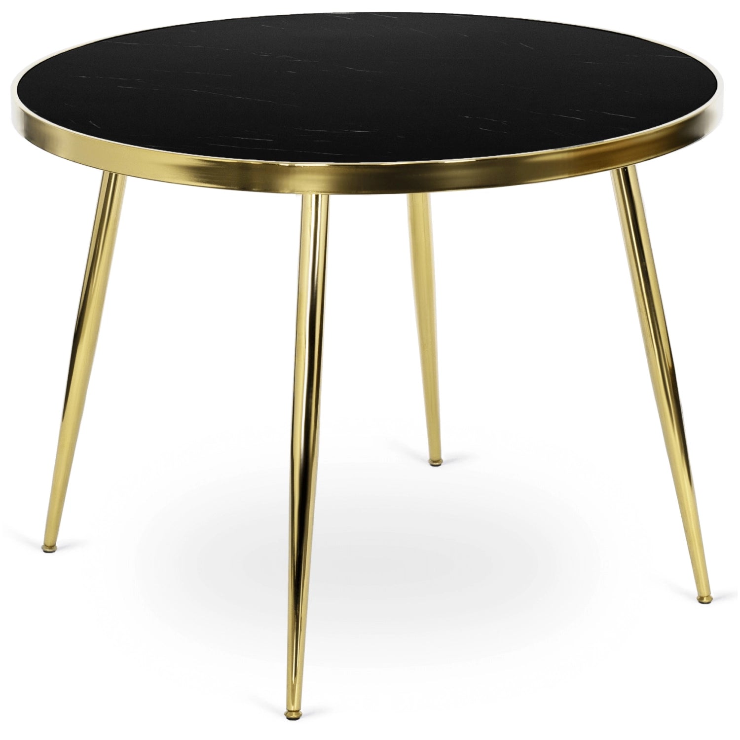 Elite TINGA 100 cm Round Dining Table – Black Marble/Gold