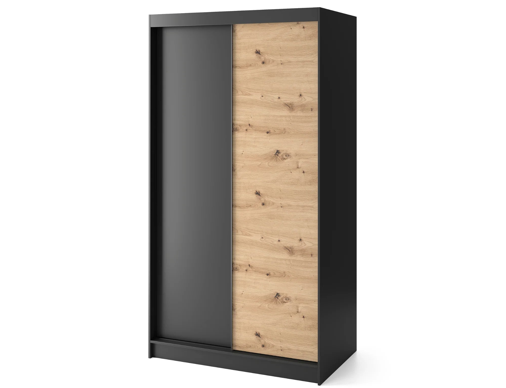 Eltap Esville II 2D Sliding Wardrobe – Black/Aristan Oak 120 cm