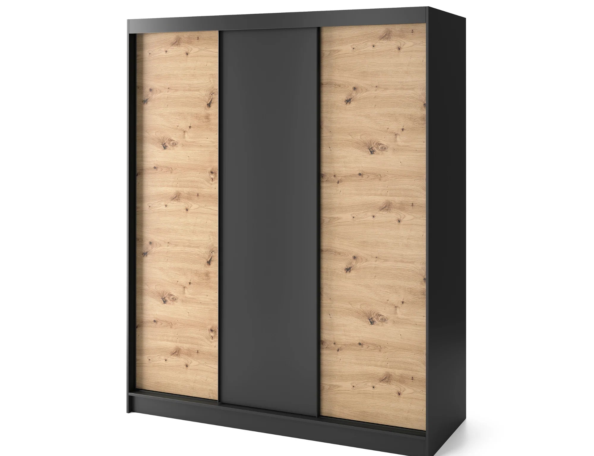 Eltap Esville III 3D Sliding Wardrobe – Black/Aristan Oak 180 cm