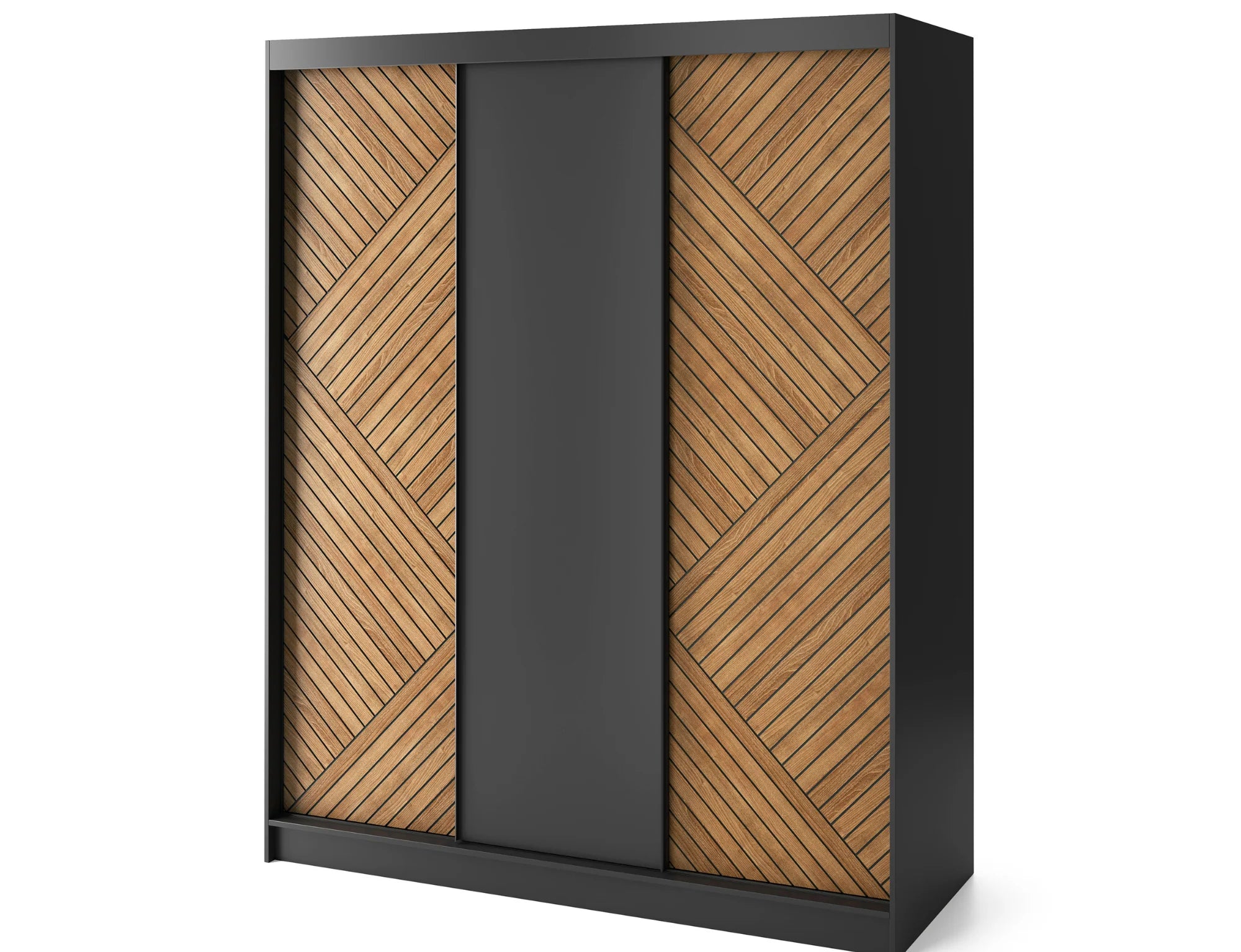 Eltap Marrphy III 3D Sliding Wardrobe – Black/Oak Carmel 180 cm