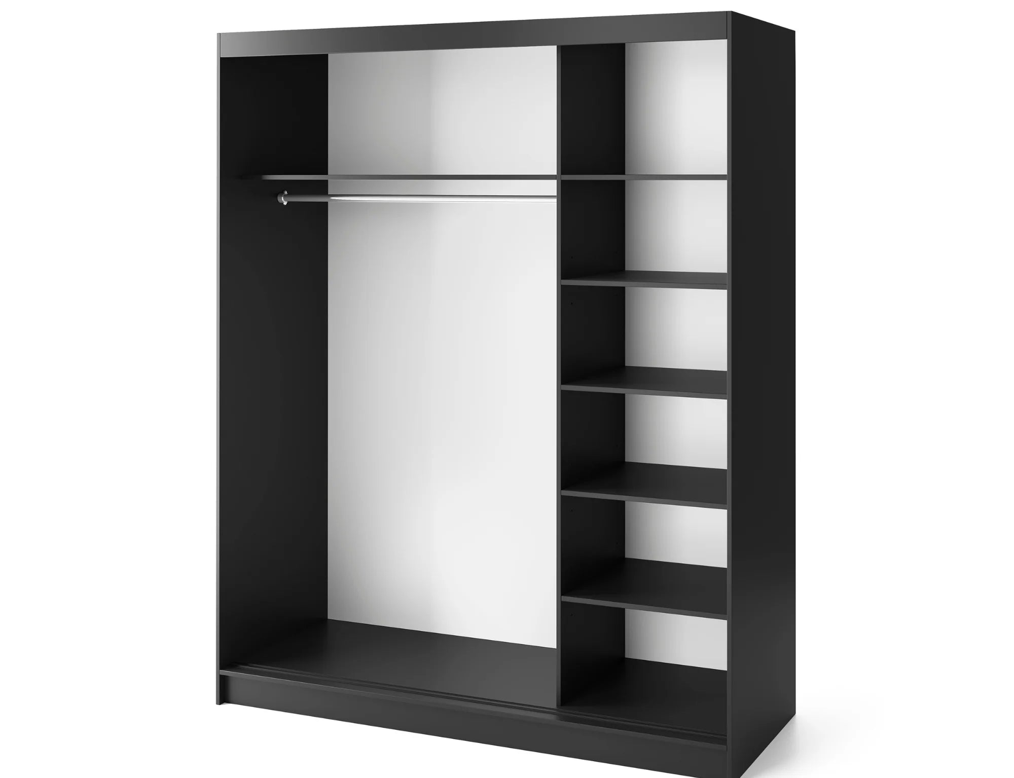 Eltap Marrphy III 3D Sliding Wardrobe – Black/Oak Carmel 180 cm with Mirror