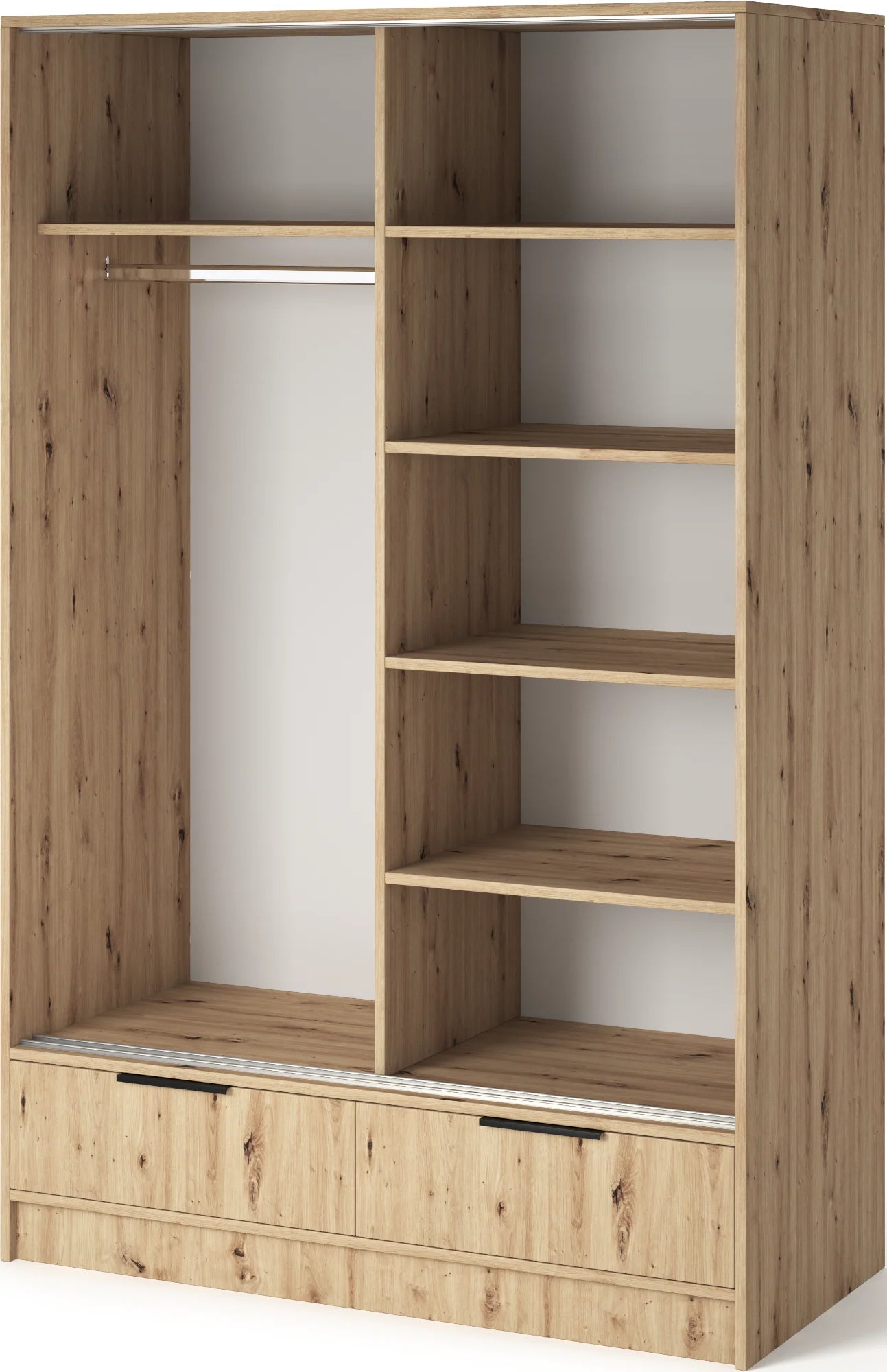 Eltap Voodi II 2D Sliding Wardrobe – Aristan Oak 120 cm with Mirror