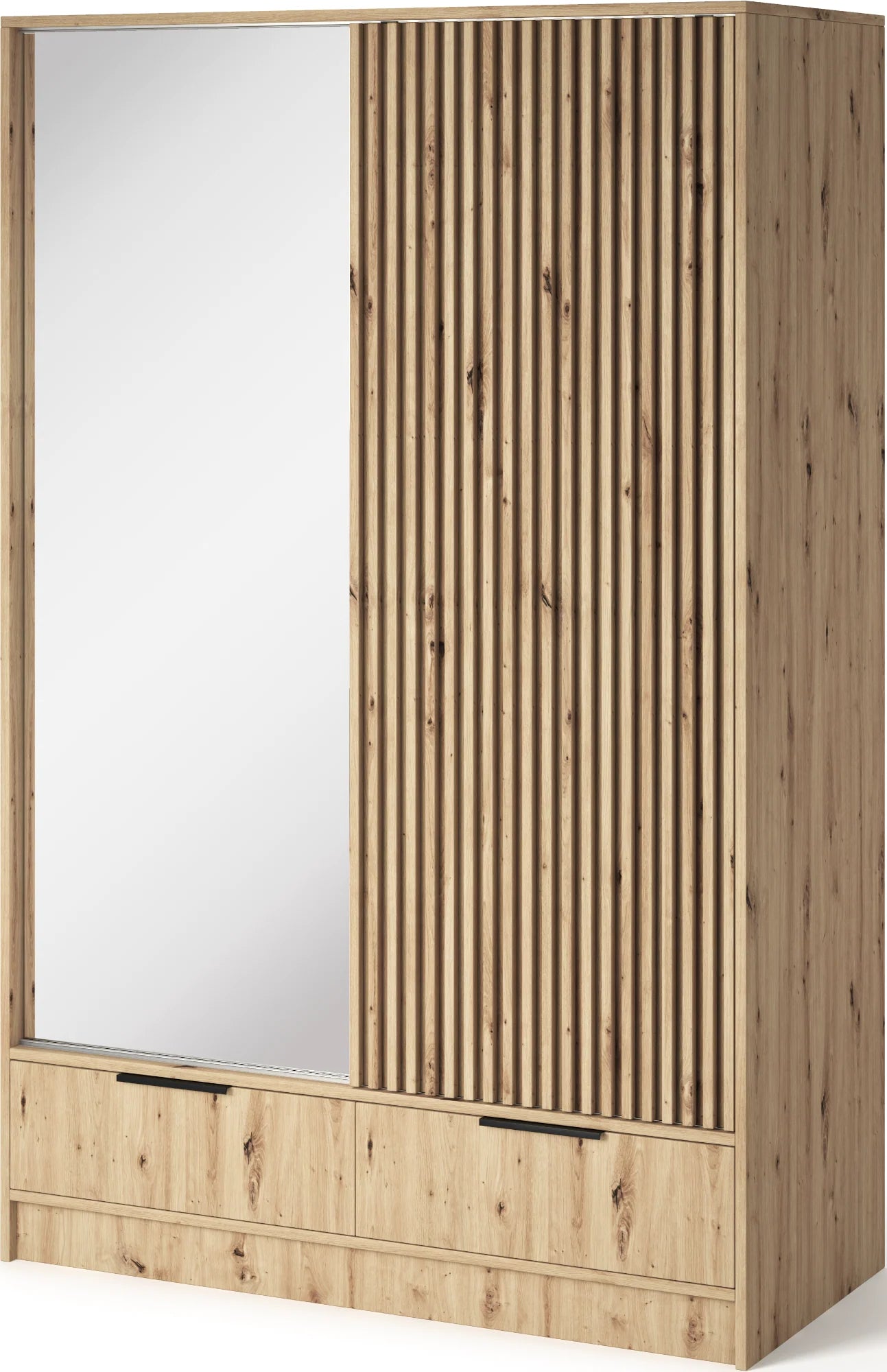 Eltap Voodi II 2D Sliding Wardrobe – Aristan Oak 120 cm with Mirror