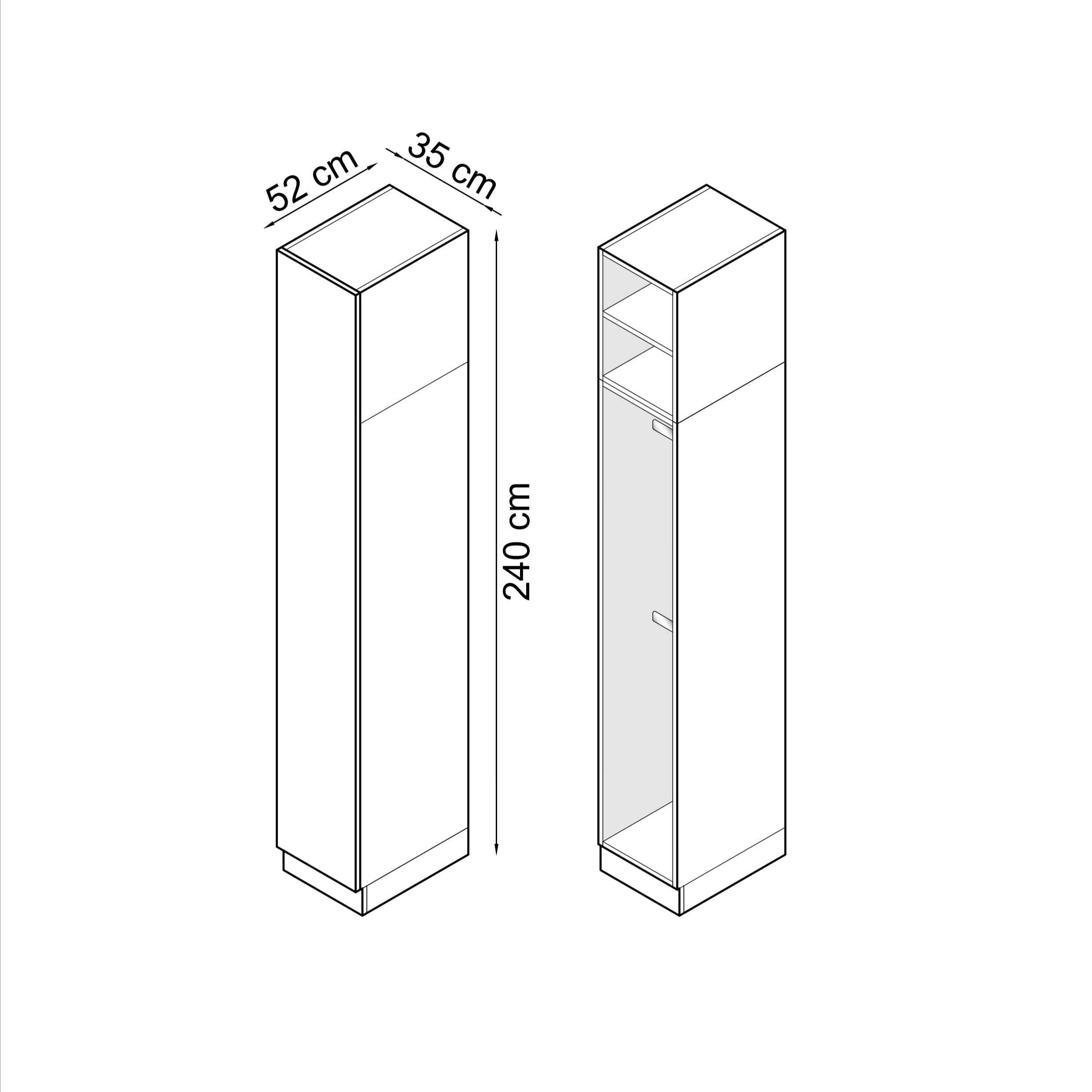 SLEEP VARIA Wardrobe 1D 35 cm with Shelves – Oiled Oak / White Gloss