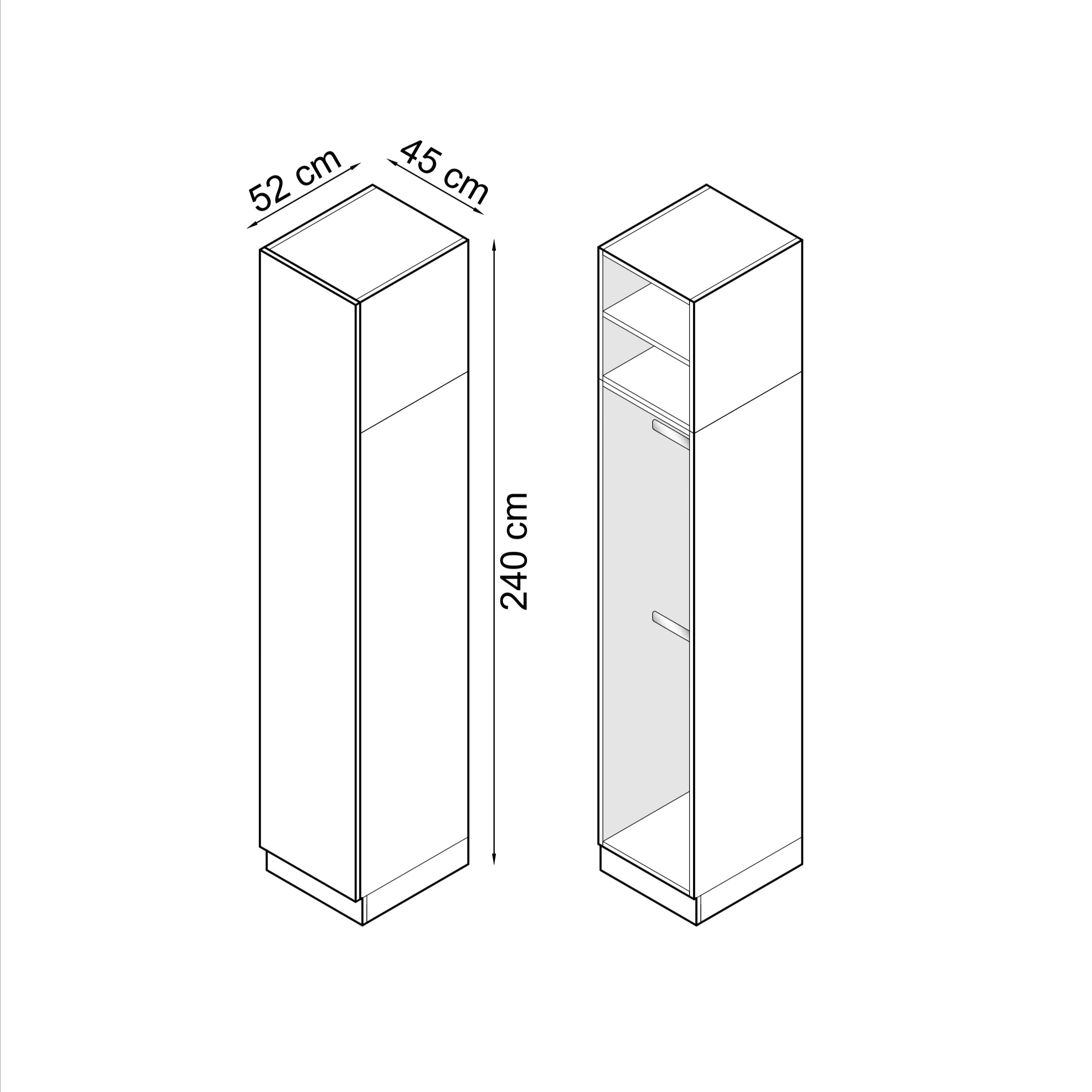 SLEEP VARIA 1D Wardrobe with Rail and Shelf 45 cm – Oiled Oak / Graphite