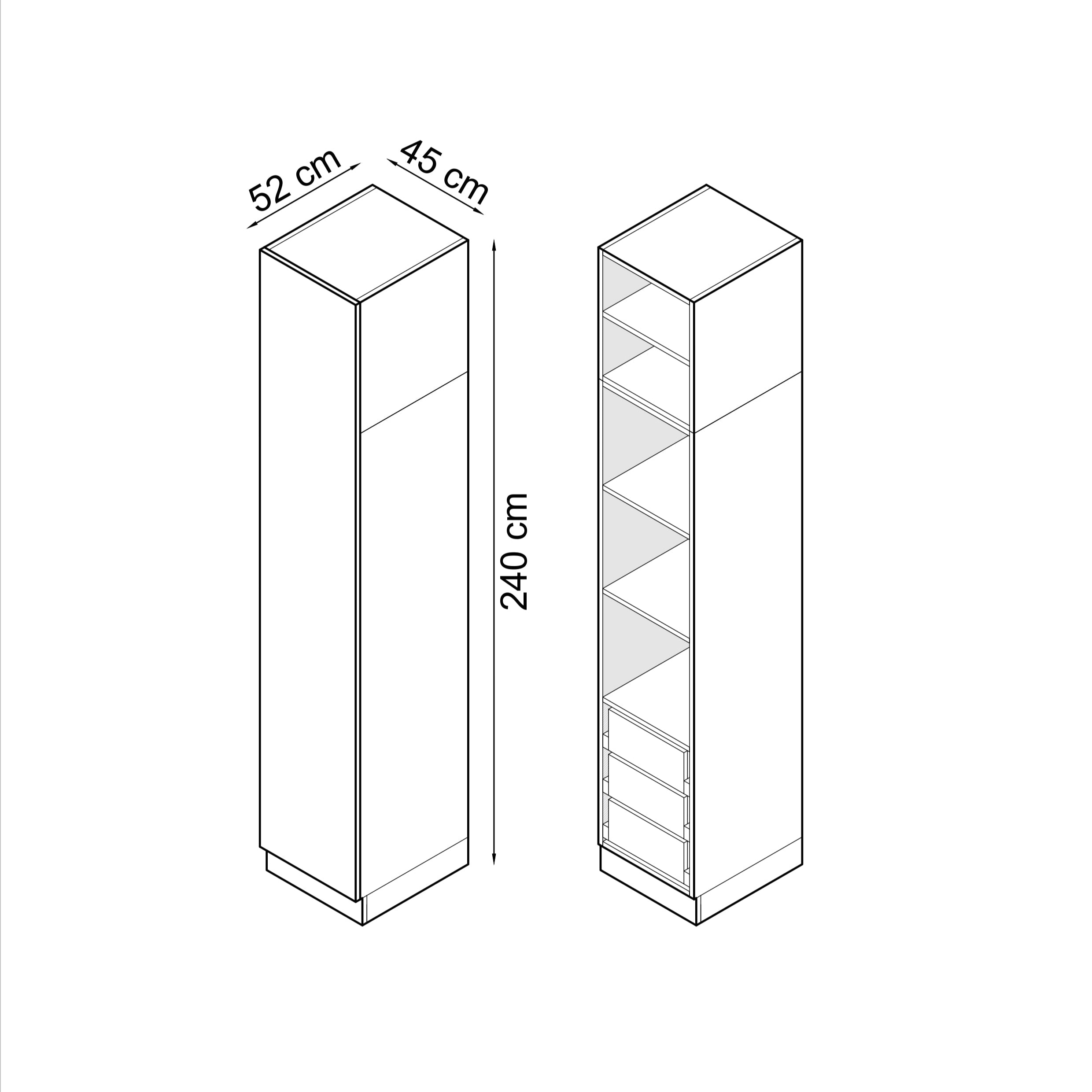 SLEEP VARIA 1-Door Wardrobe with Drawers and Shelves 45 cm - Oiled Oak / Oiled Oak