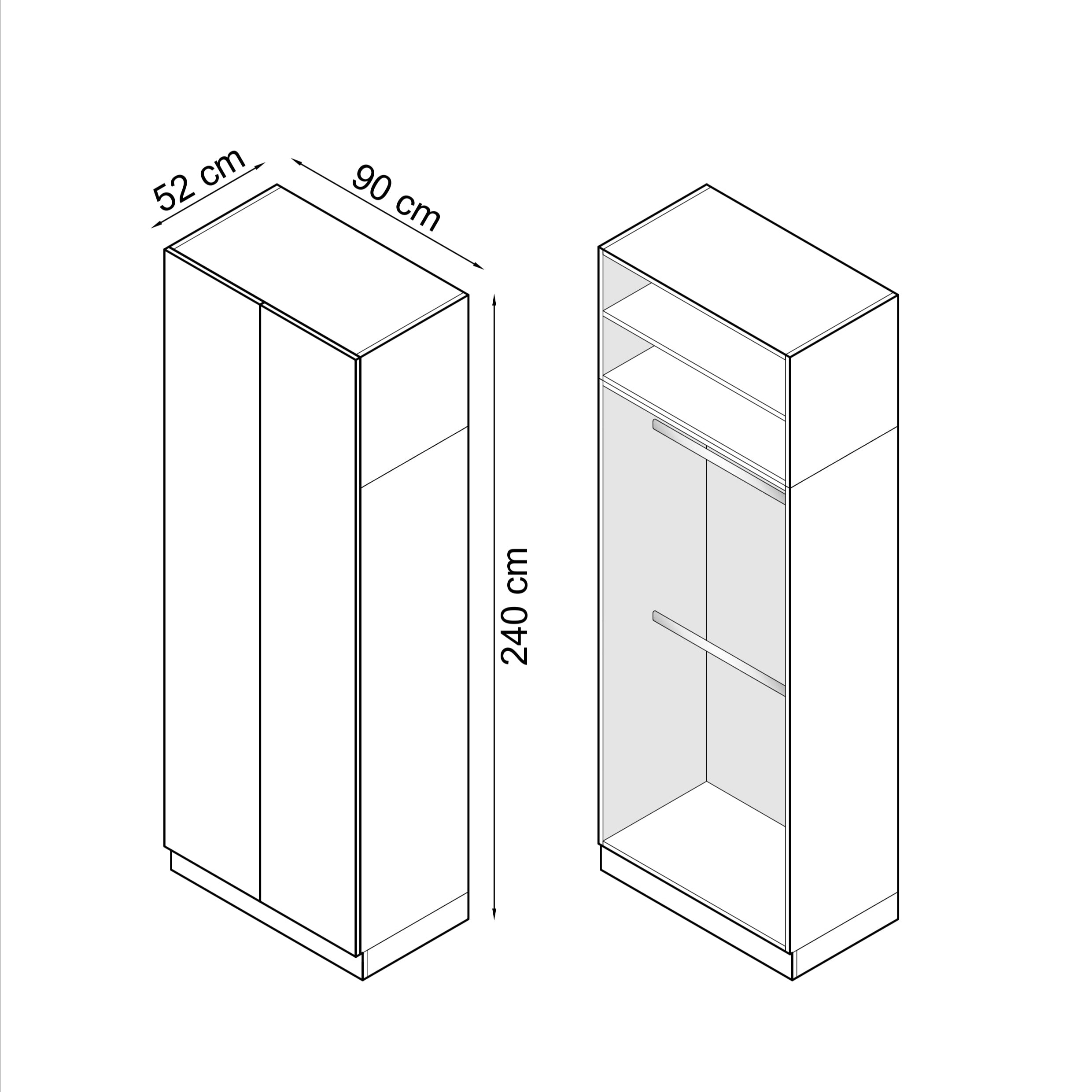Sleep Varia Two-Door Wardrobe – 90 cm – Oiled Oak / Oiled Oak
