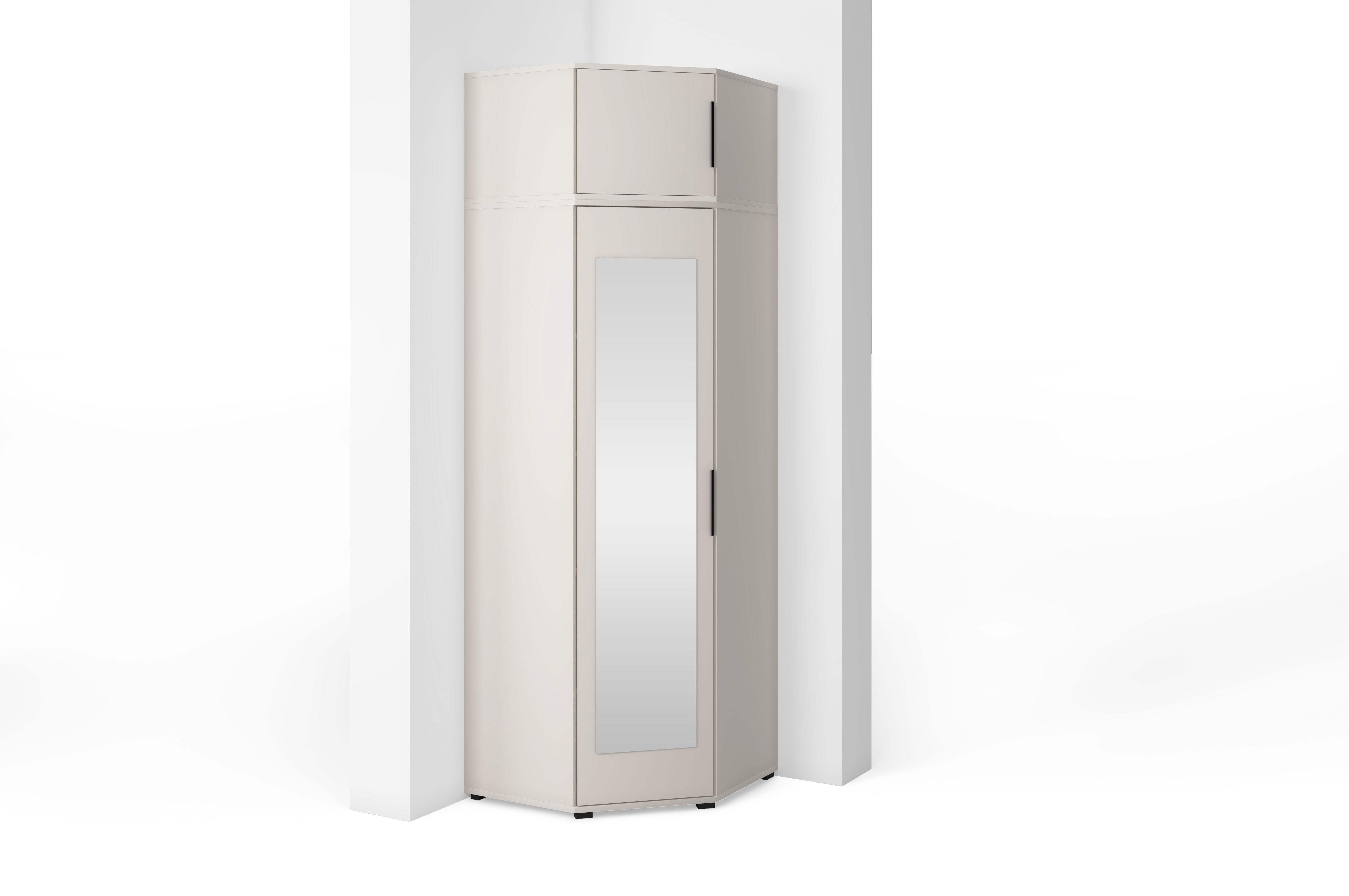 PK Bianco Corner Wardrobe with Overhead Cabinet – Cashmere
