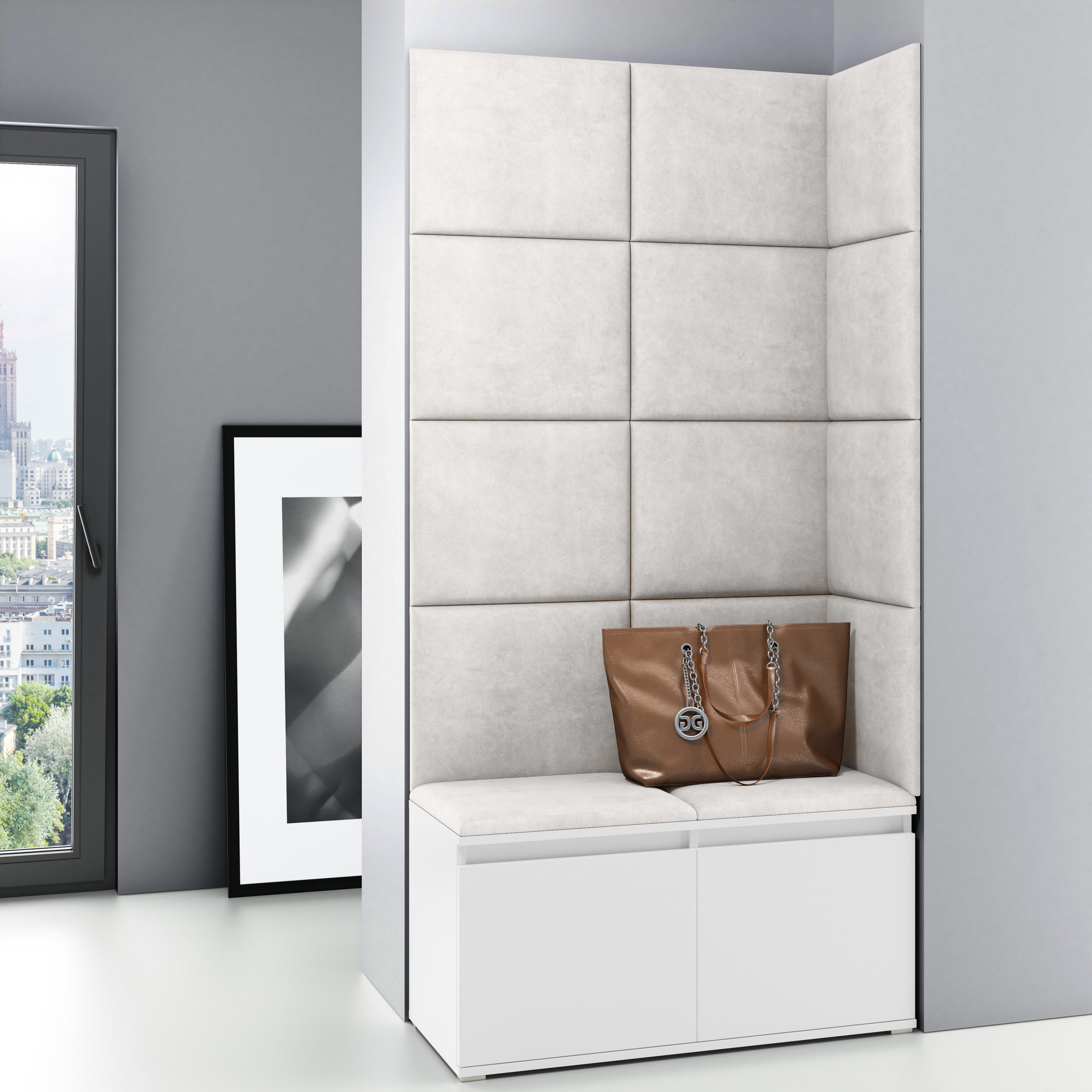 PK Emi 2 Hallway Wardrobe White - Upholstered Panels in Various Colours