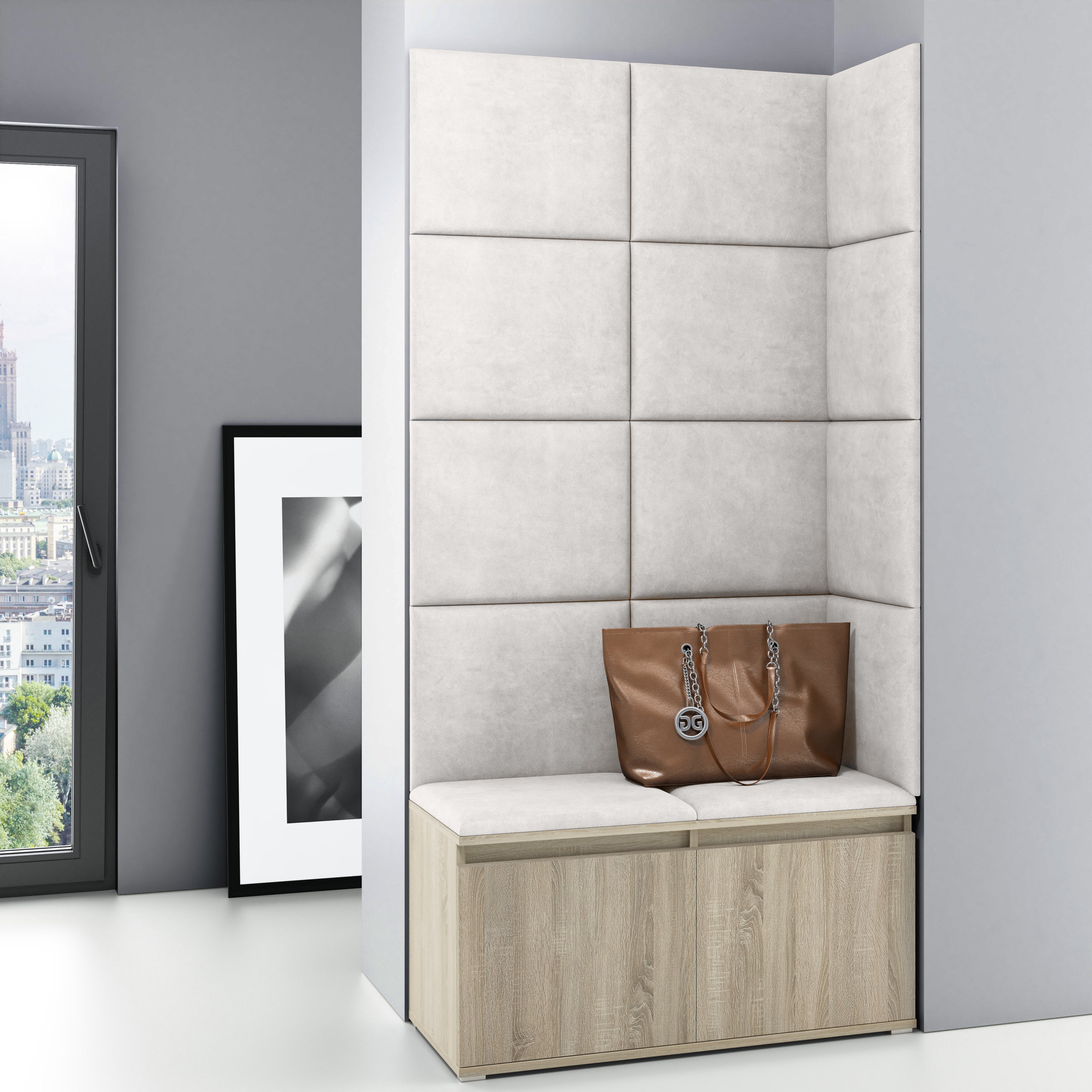 PK Emi 2 Hallway Wardrobe Sonoma - Upholstered Panels in Various Colours