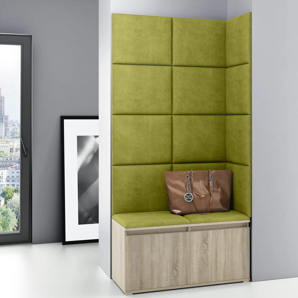 PK Emi 2 Hallway Wardrobe Sonoma - Upholstered Panels in Various Colours