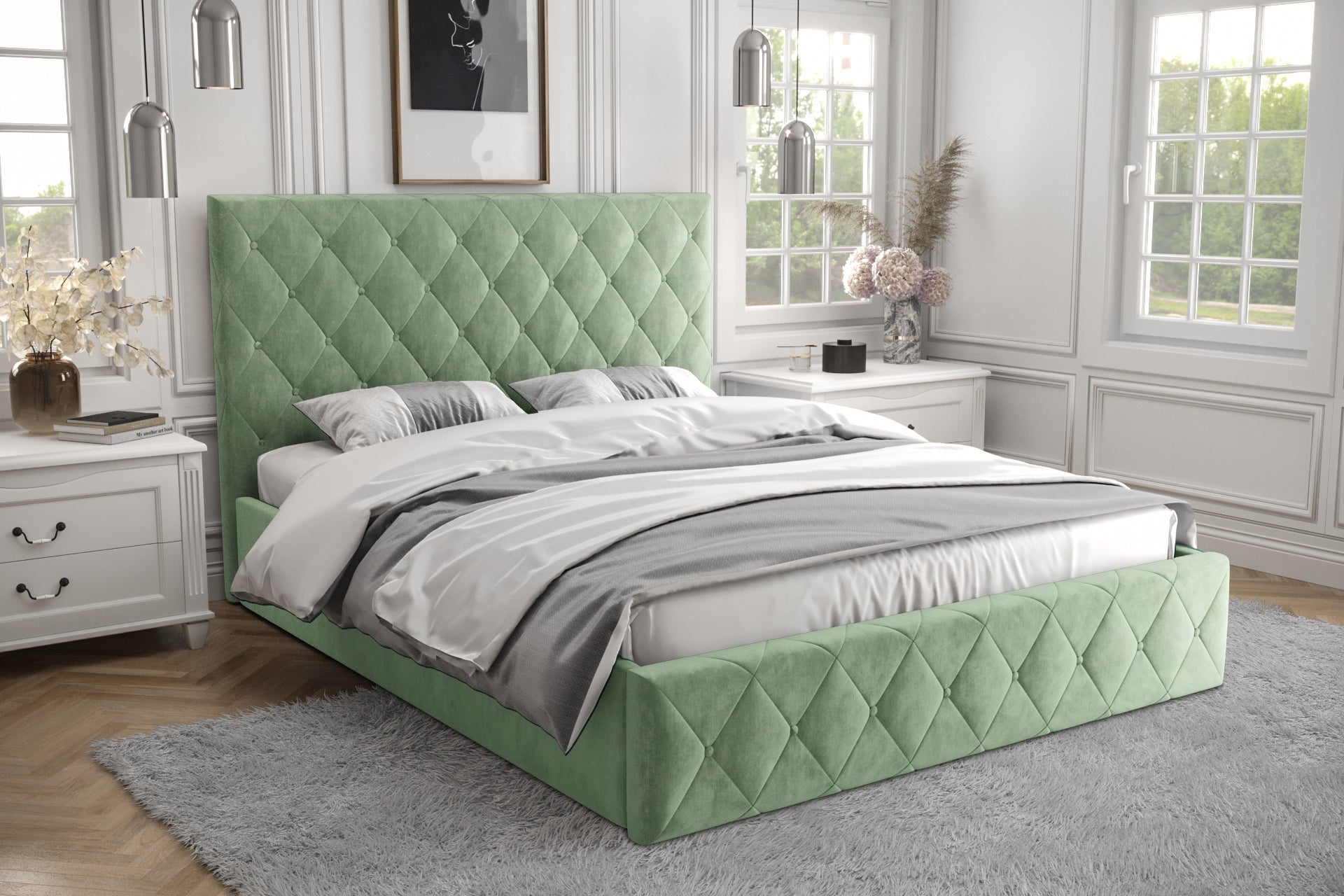 G-Rome Upholstered Bed with Gas Lift Storage