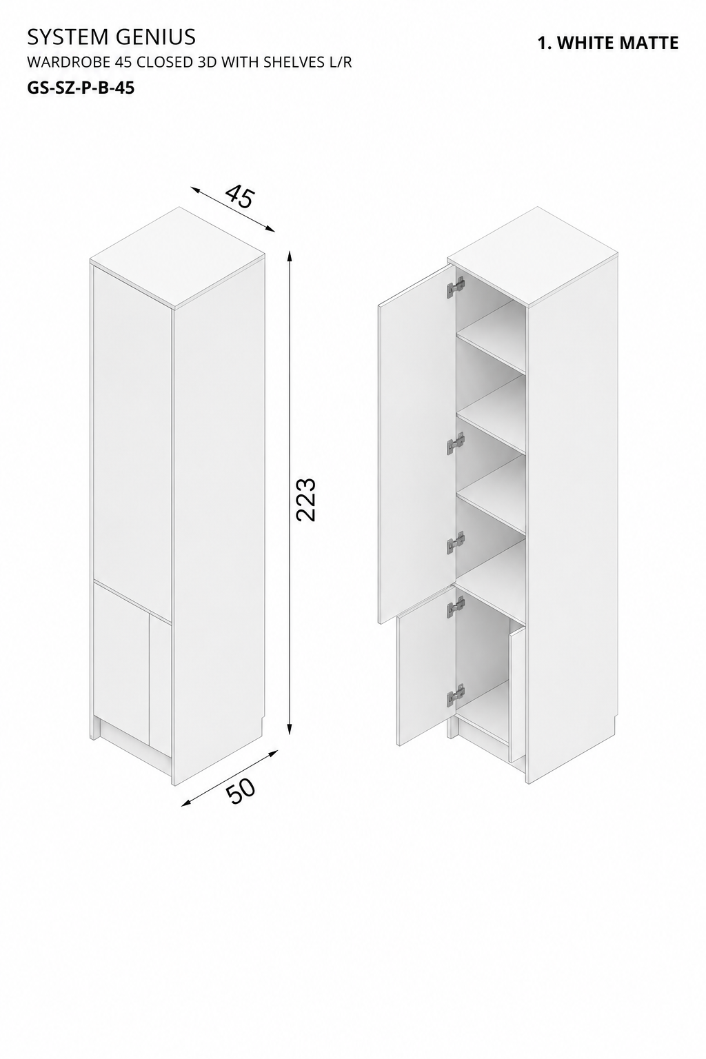 Genius Wardrobe 45 cm with Shelves