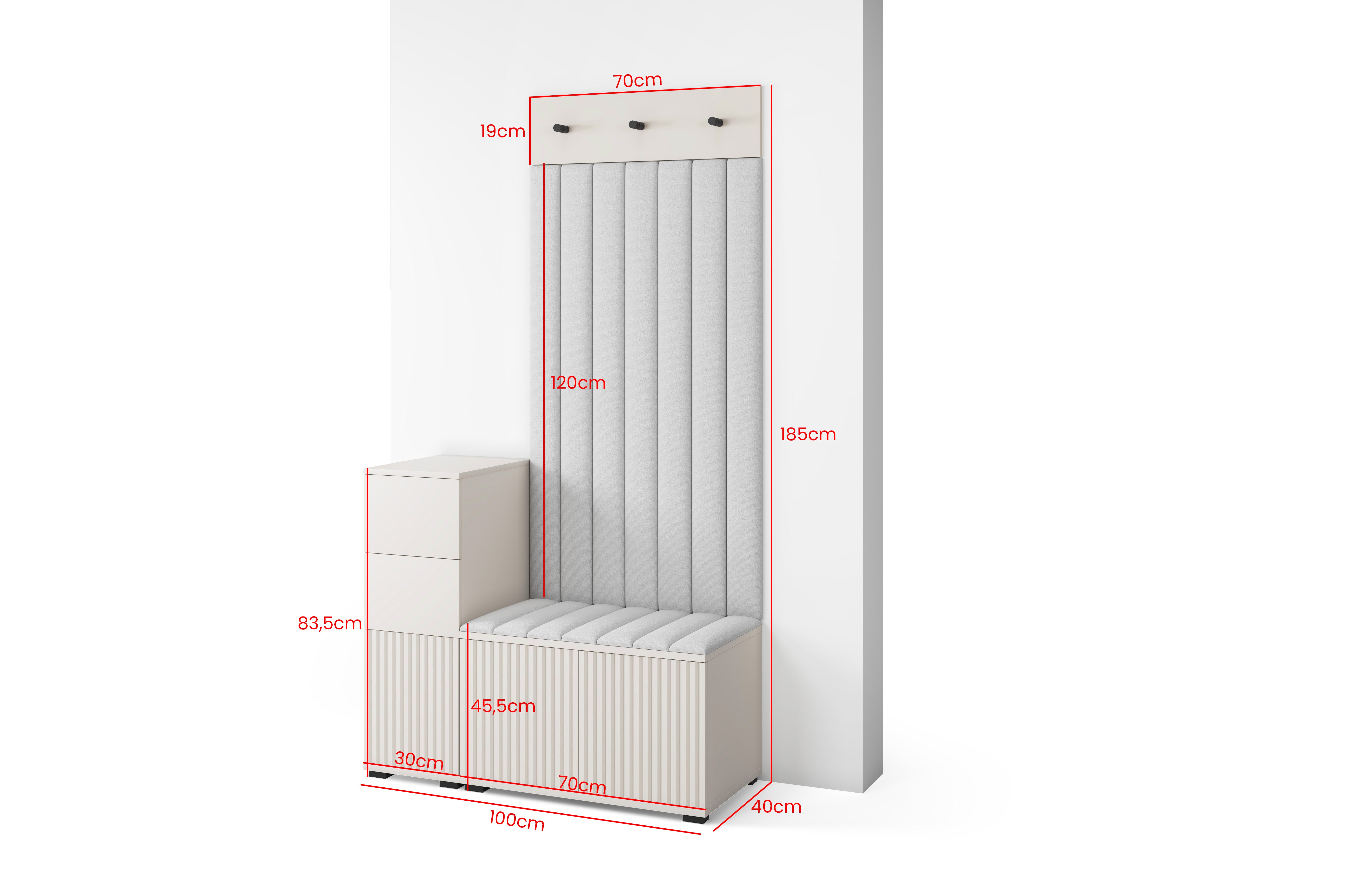 PK Rayo 9 Hallway Wardrobe - Upholstered Panels in Various Colours