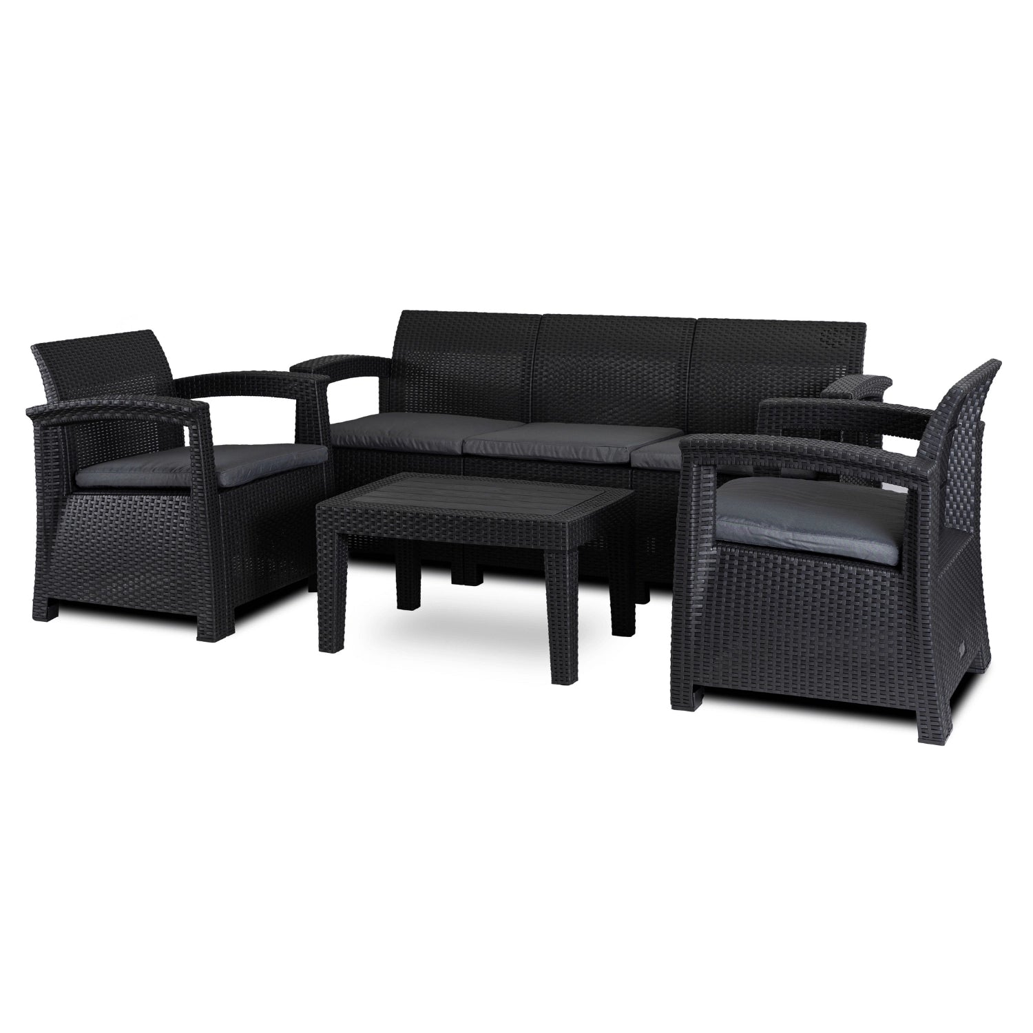 Elite BRANDON Outdoor Furniture Set – Black/Dark Gray | Stylish & Comfortable Garden Lounge