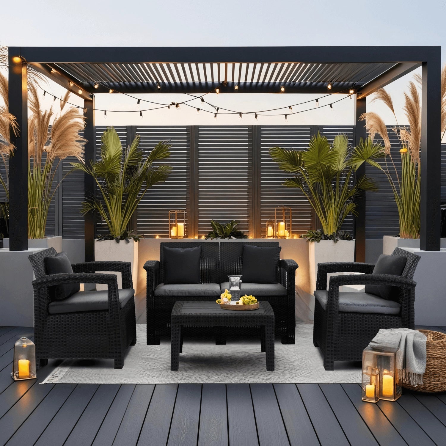 Elite COLUMBIA Outdoor Furniture Set – Black & Dark Gray