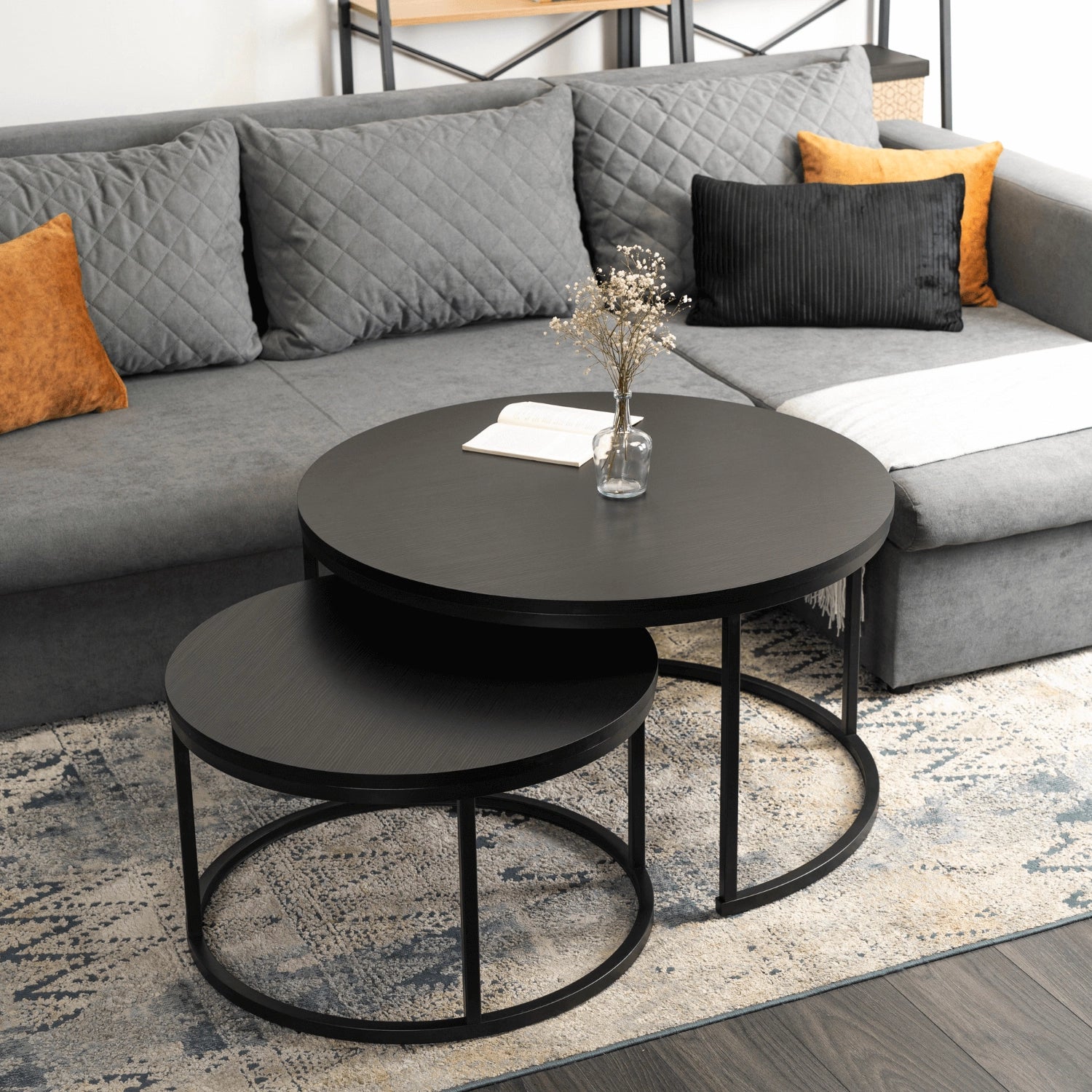 Elite MANU MAX Black Nesting Coffee Table Set