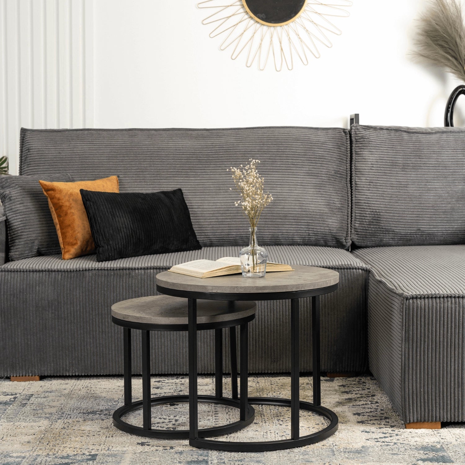 Elite ROCKY Coffee Table Set – Grey Concrete