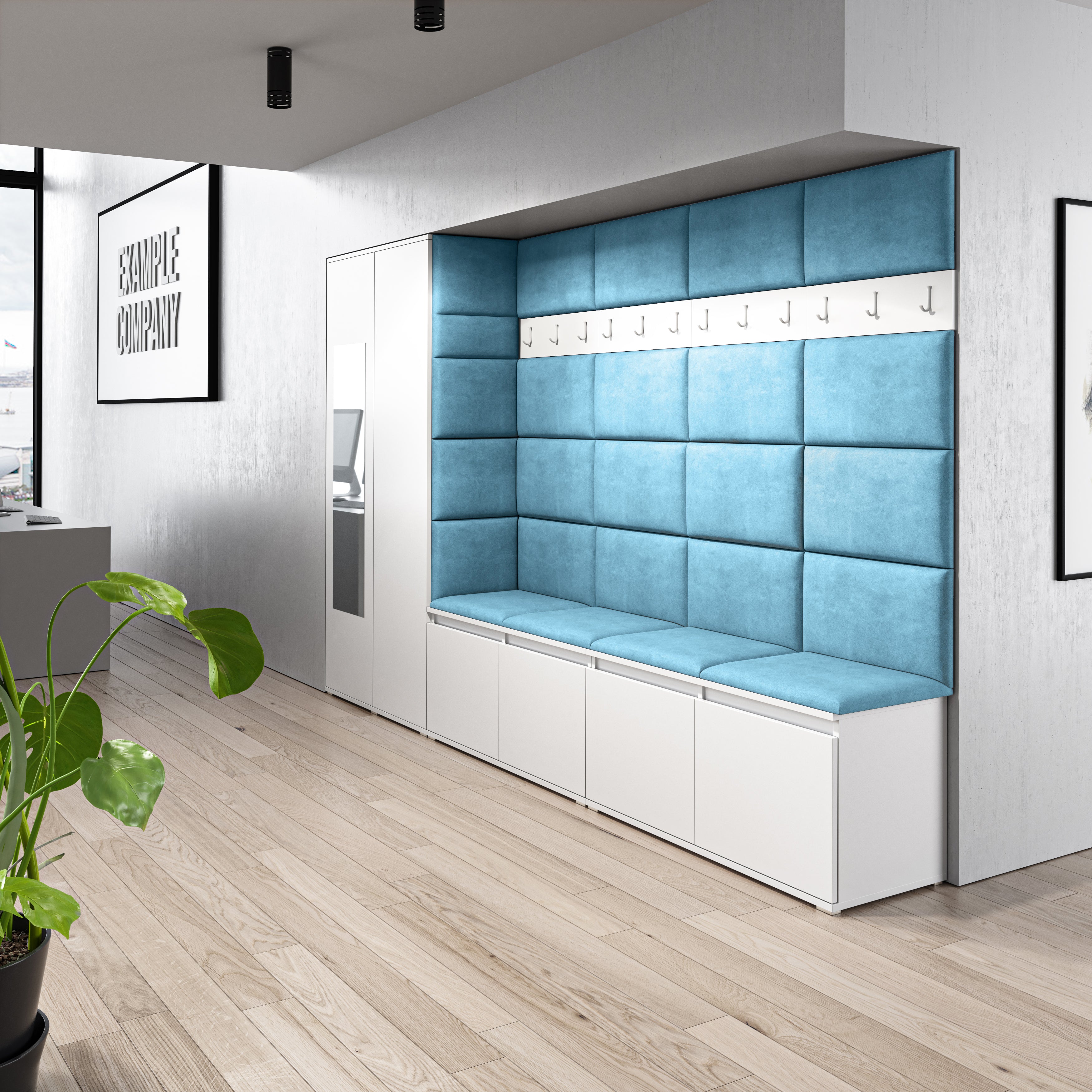 PK Emi 9 Hallway Wardrobe White - Upholstered Panels in Various Colours