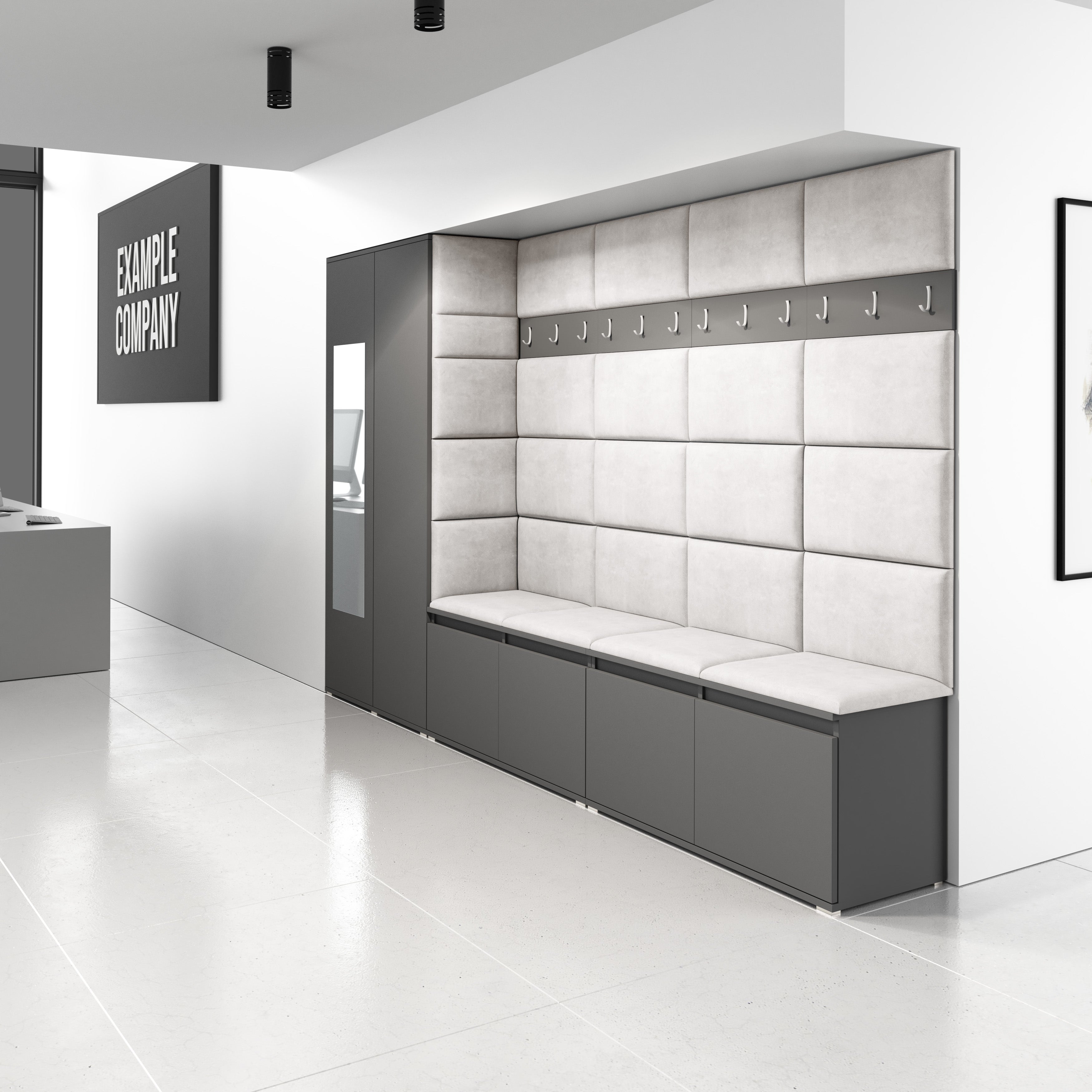 PK Emi 9 Hallway Wardrobe Graphite - Upholstered Panels in Various Colours