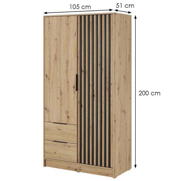 Nelly 2D Wardrobe – Artisan Oak 105 cm