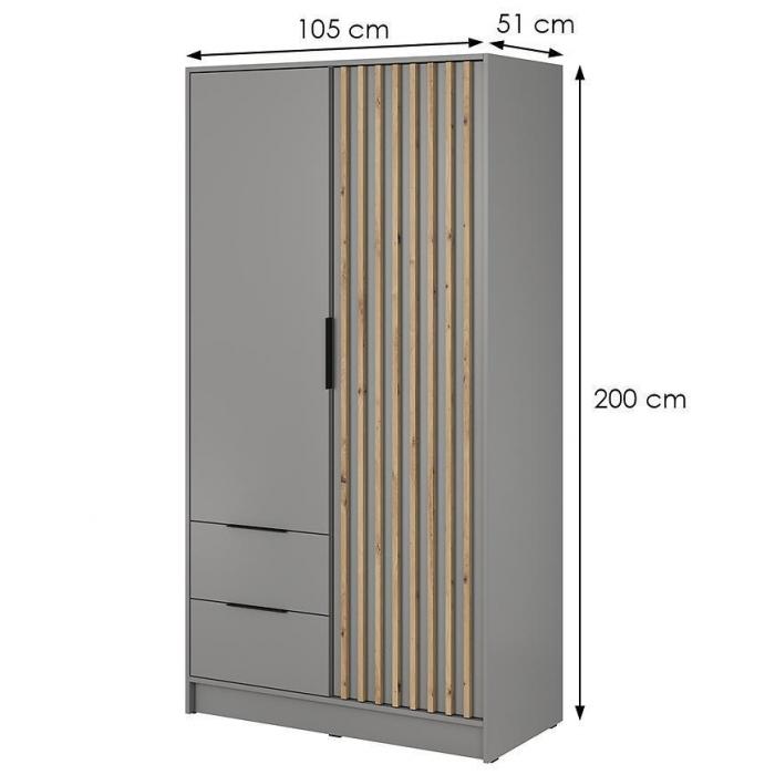 Nelly 2D Wardrobe – Grey/Artisan Oak 105 cm