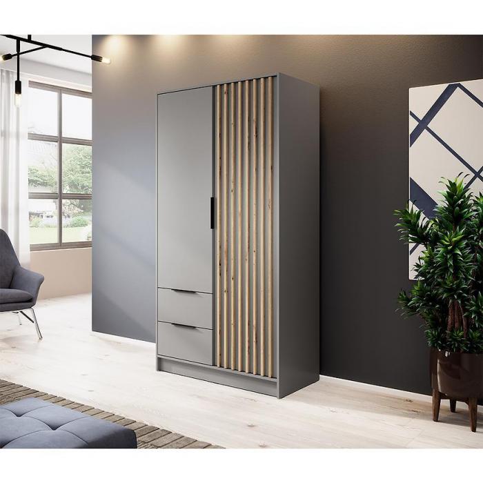 Nelly 2D Wardrobe – Grey/Artisan Oak 105 cm