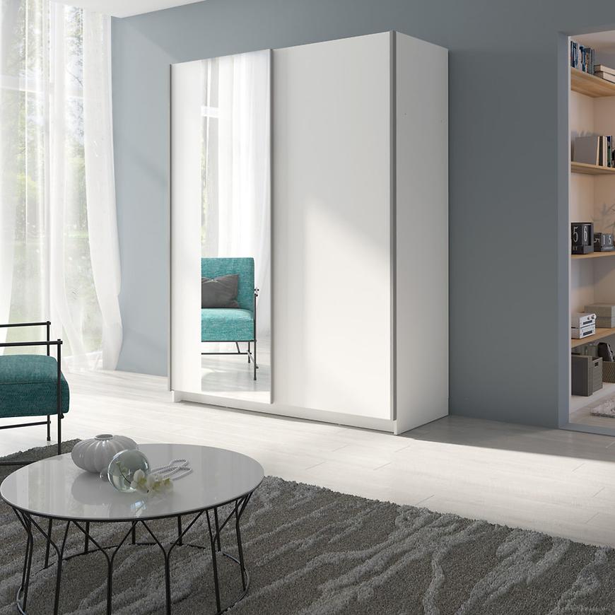 MO Gozo III White 150 cm Wardrobe with Mirror